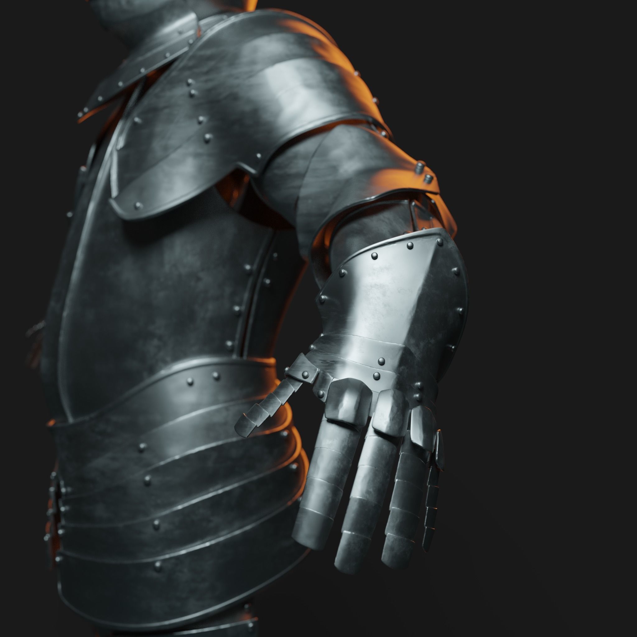 Medieval armor set 001 Low-poly 3D model_12