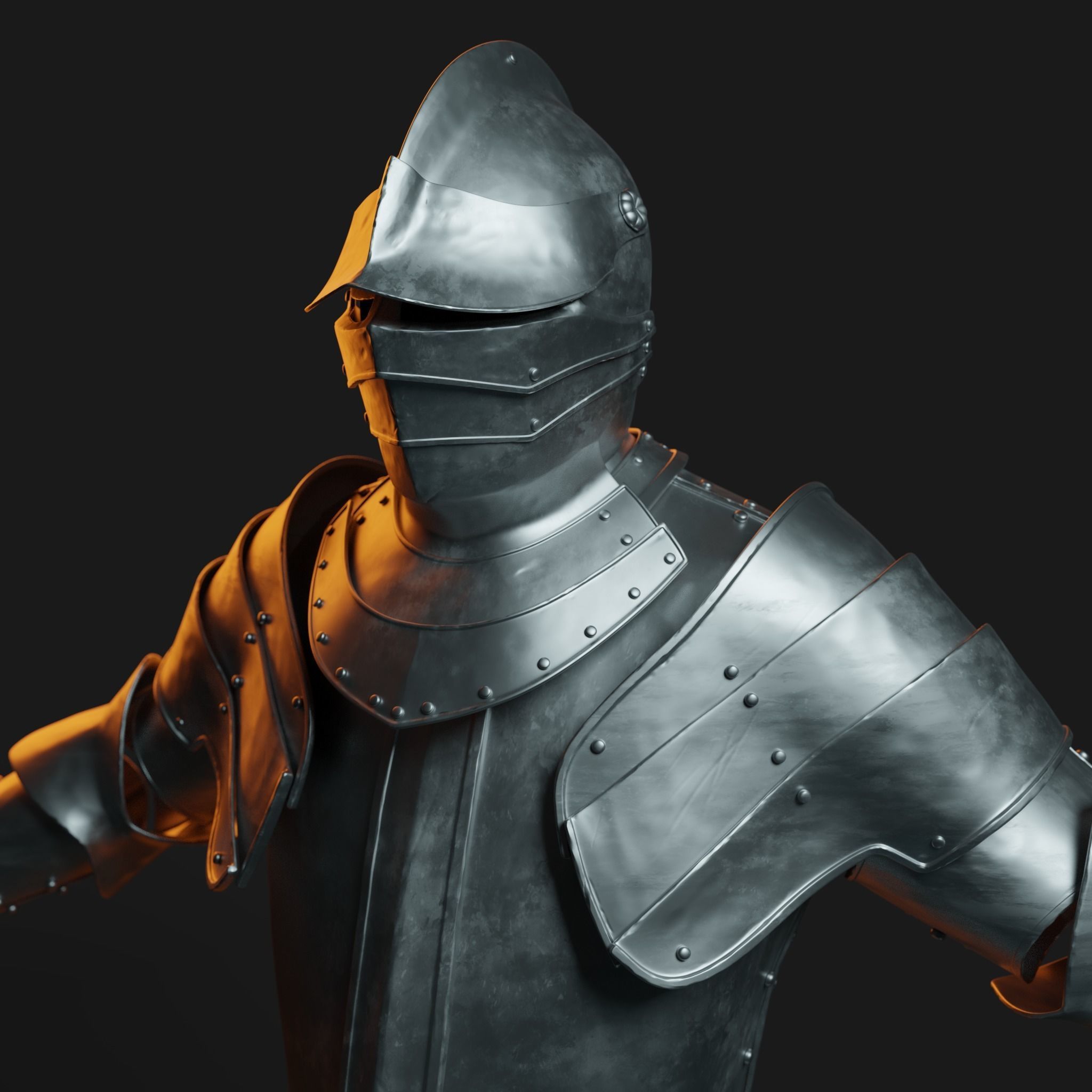 Medieval armor set 001 Low-poly 3D model_11