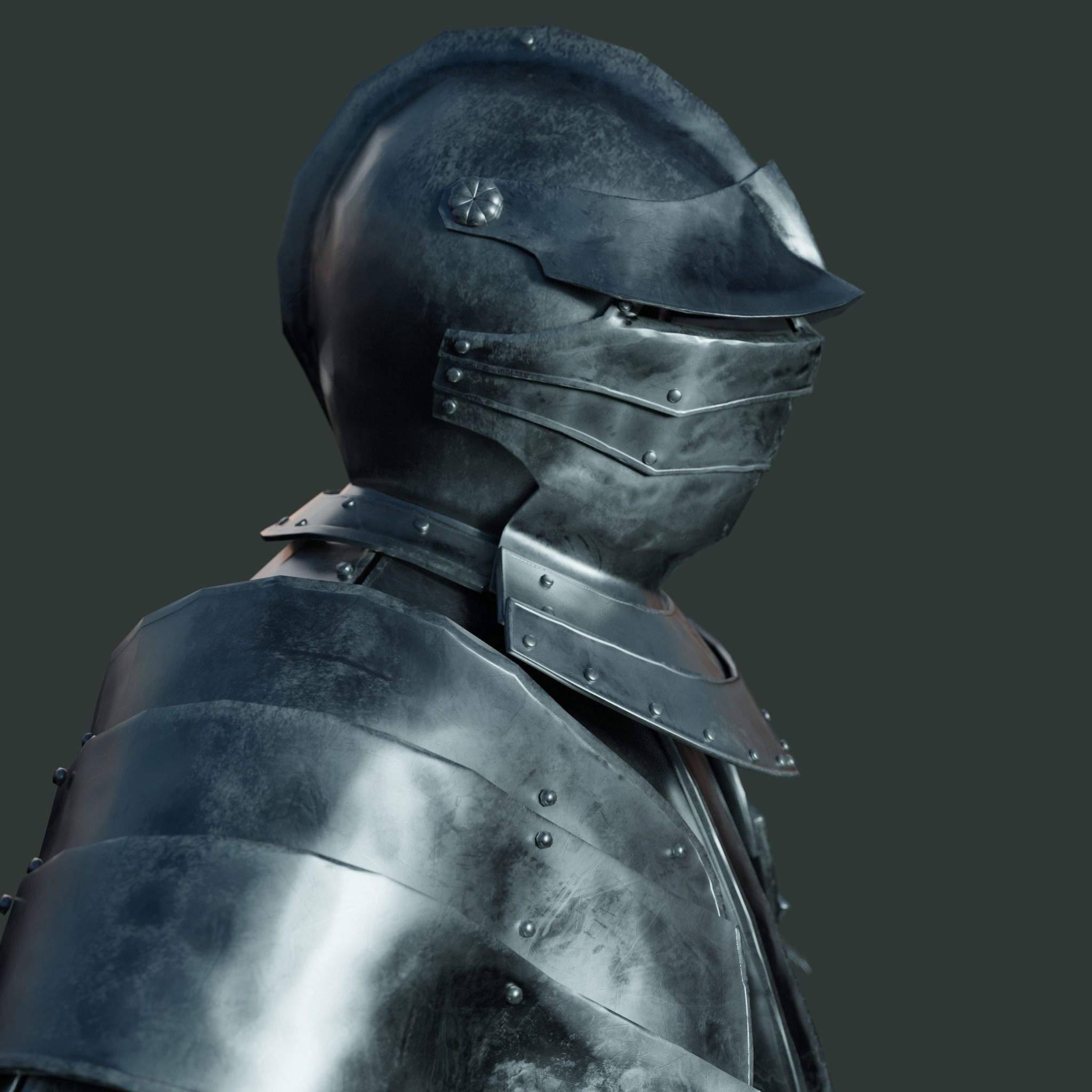 Medieval armor set 001 Low-poly 3D model_5