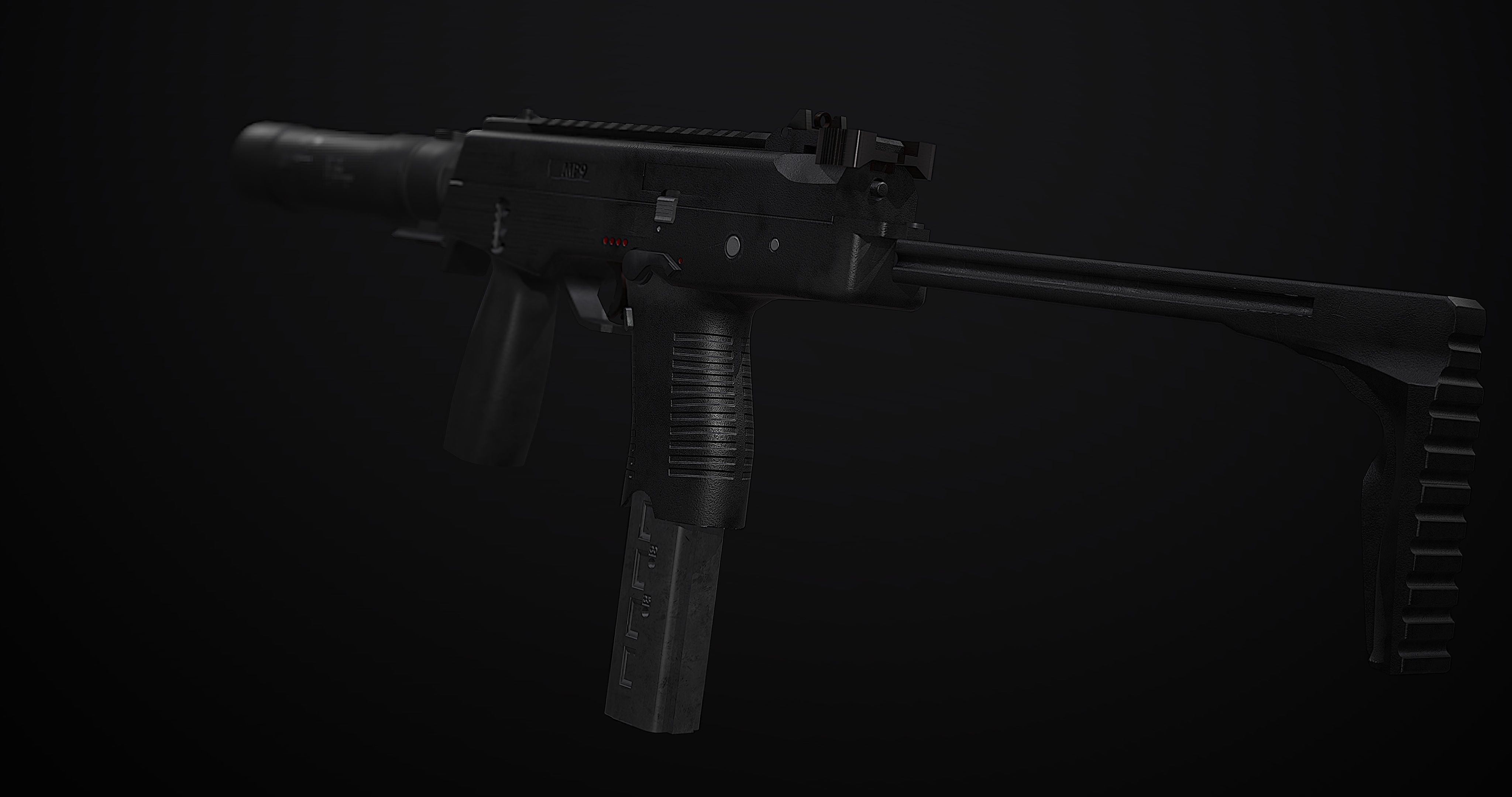 mp9 submachine pistol Low-poly 3D model_4
