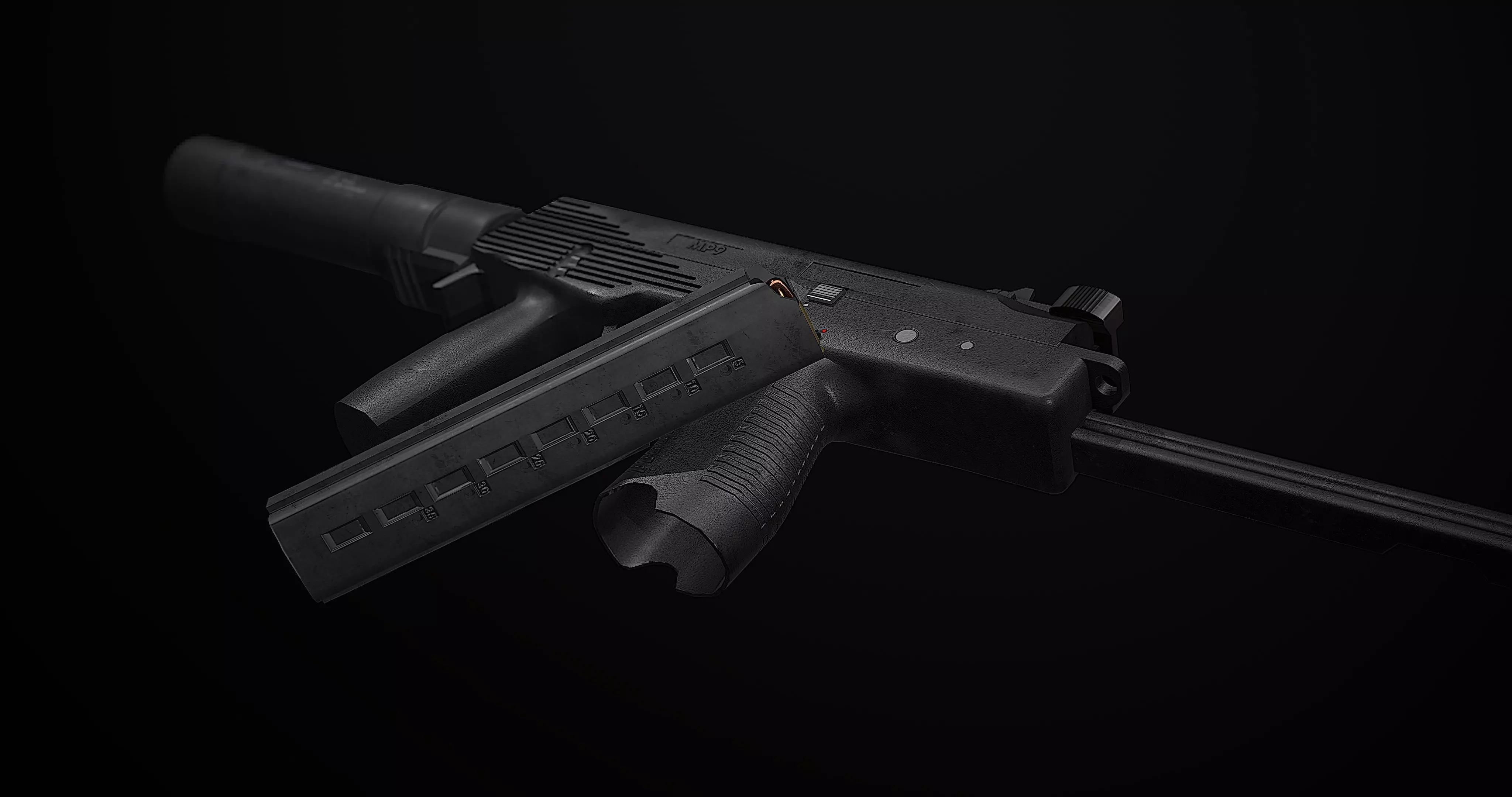 mp9 submachine pistol Low-poly 3D model_0