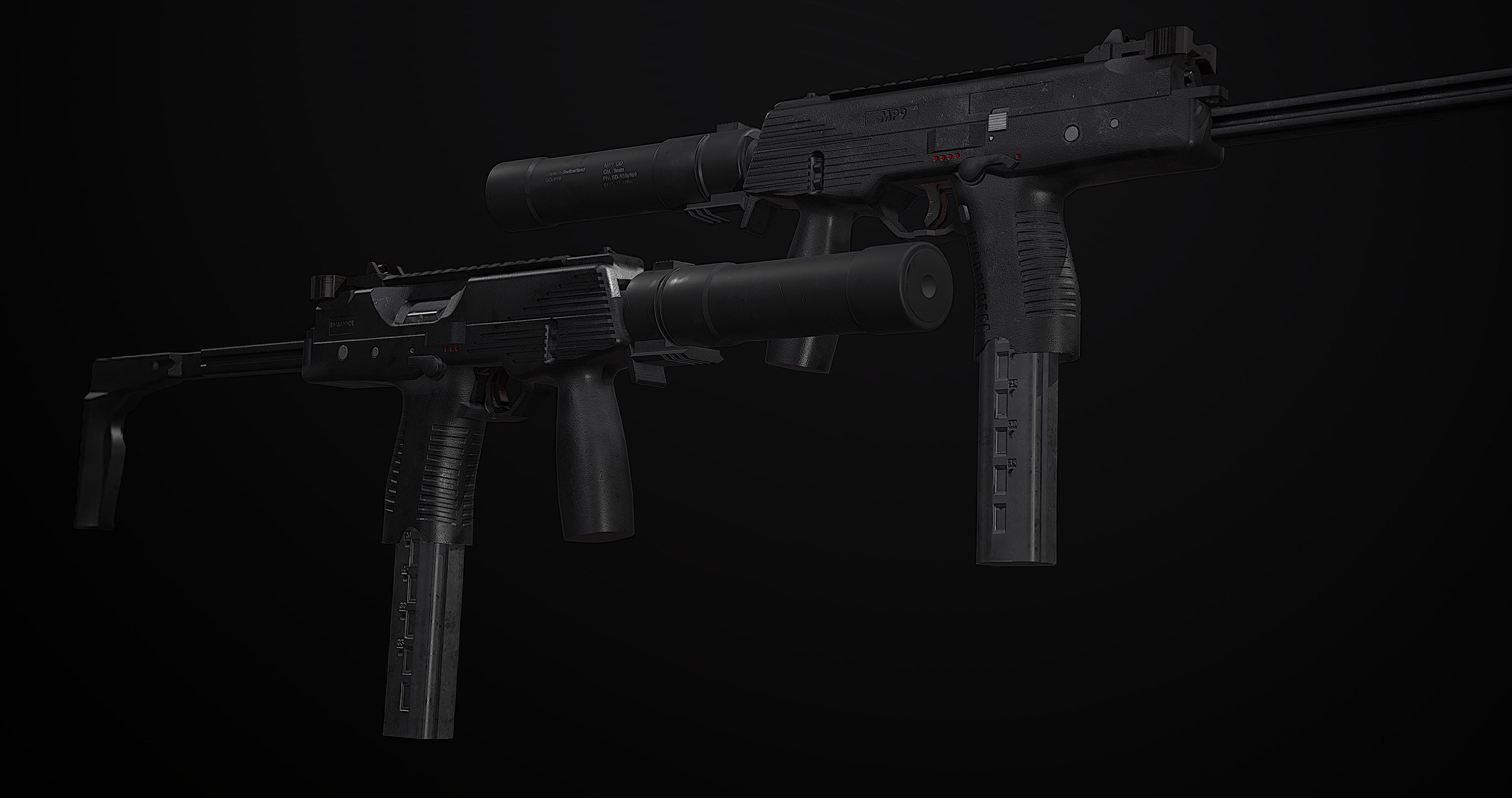 mp9 submachine pistol Low-poly 3D model_5