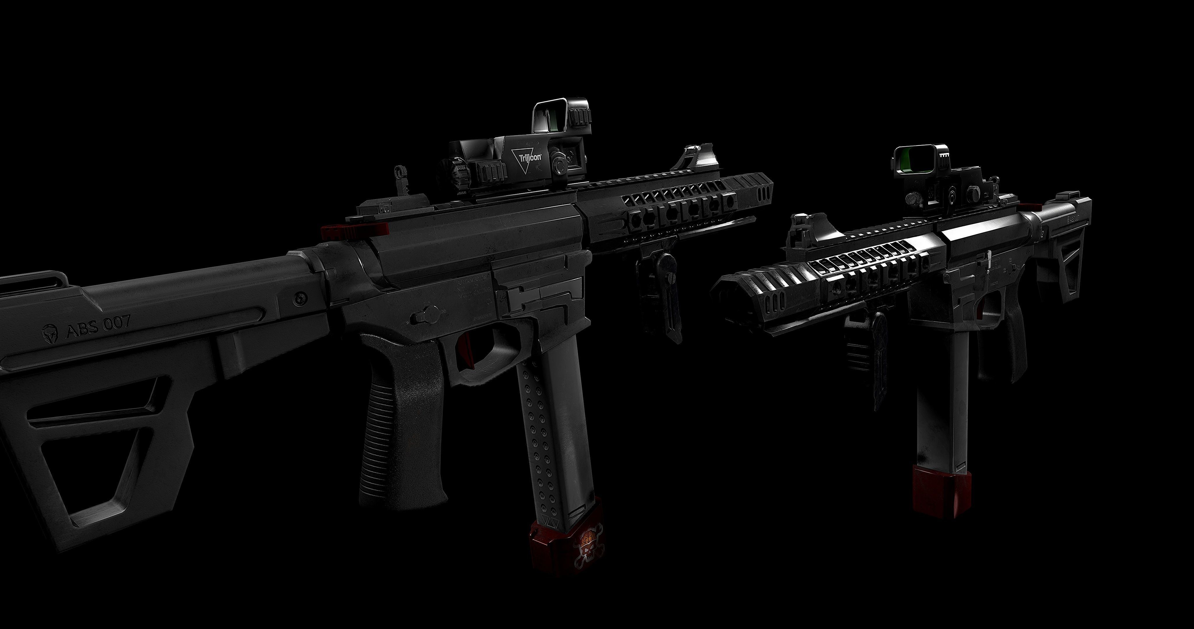 M4 carabine Low-poly 3D model_4