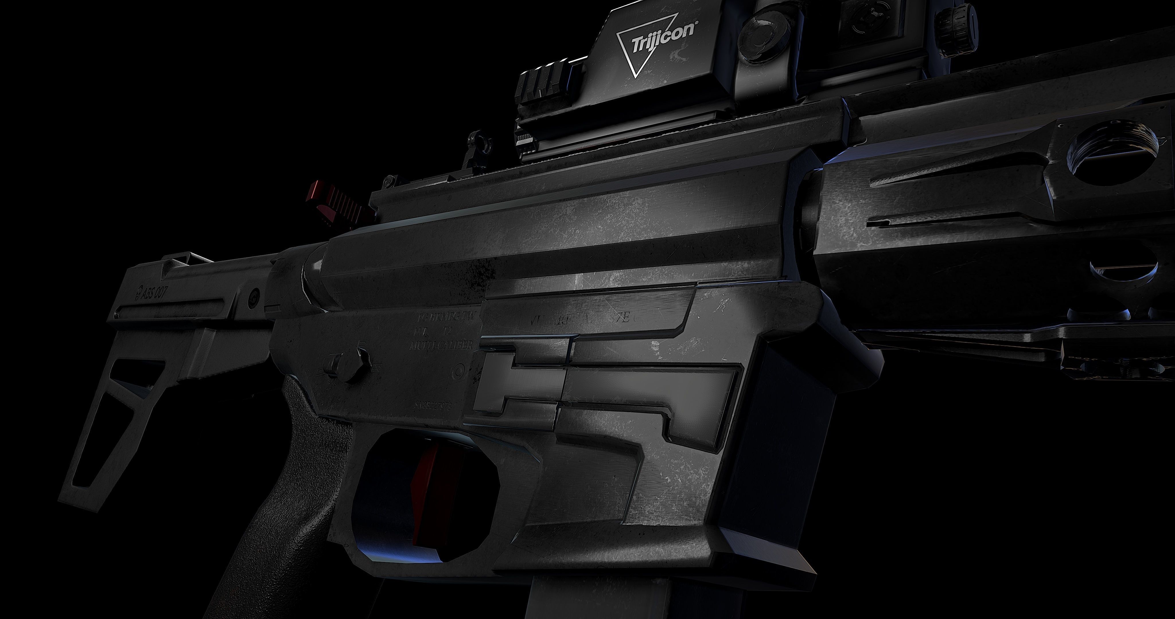 M4 carabine Low-poly 3D model_1