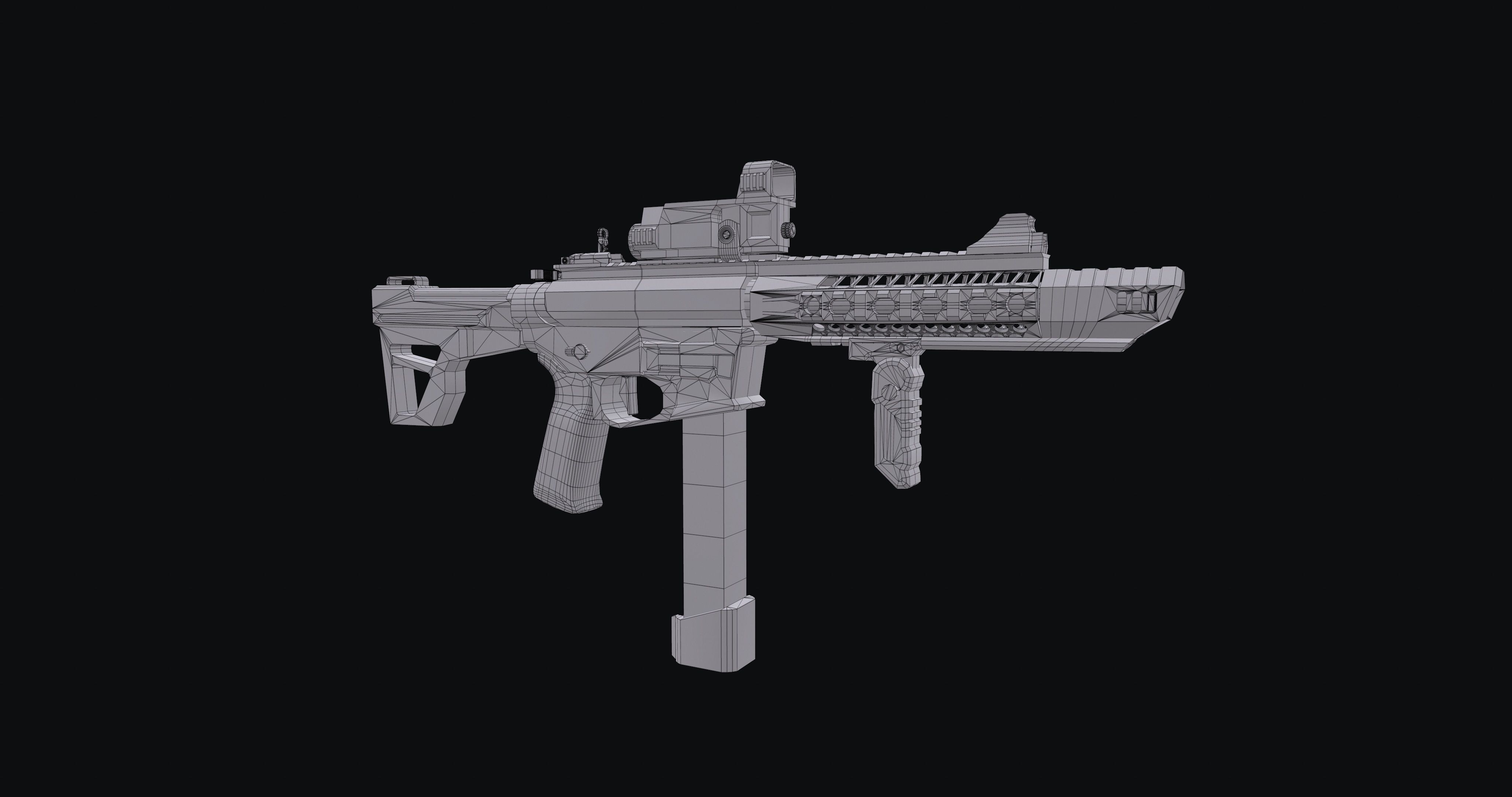 M4 carabine Low-poly 3D model_5