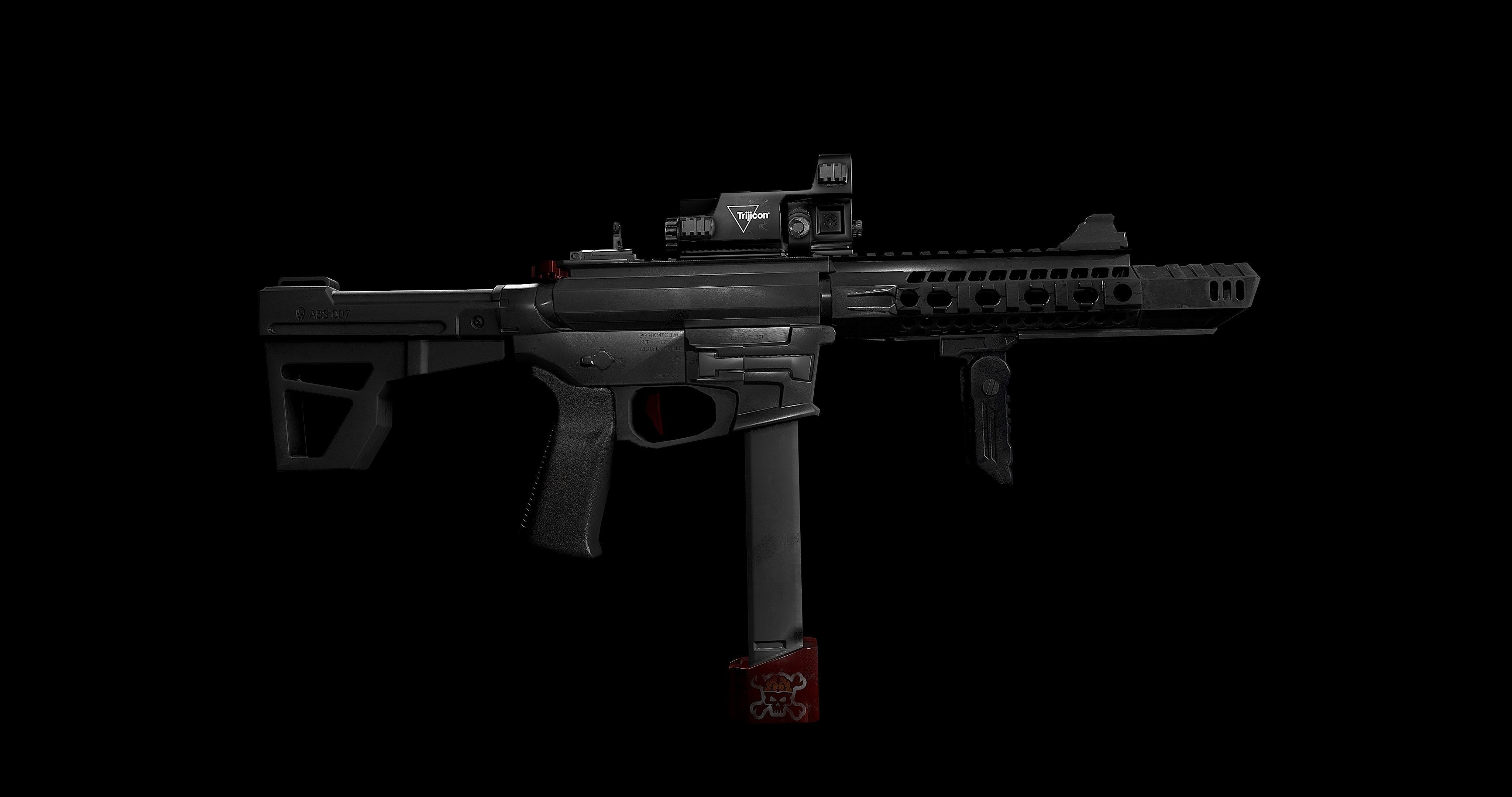 M4 carabine Low-poly 3D model_2