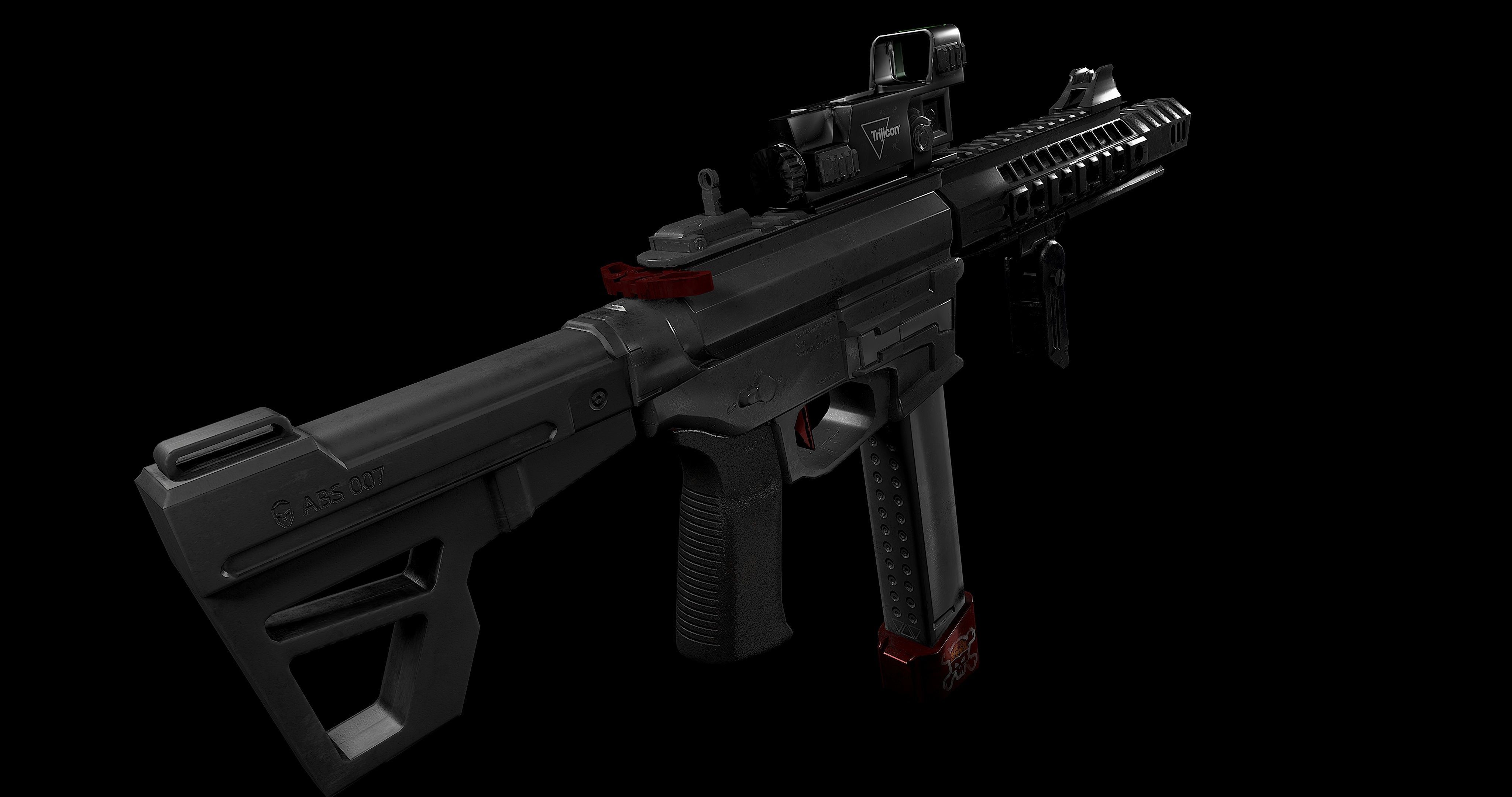 M4 carabine Low-poly 3D model_3
