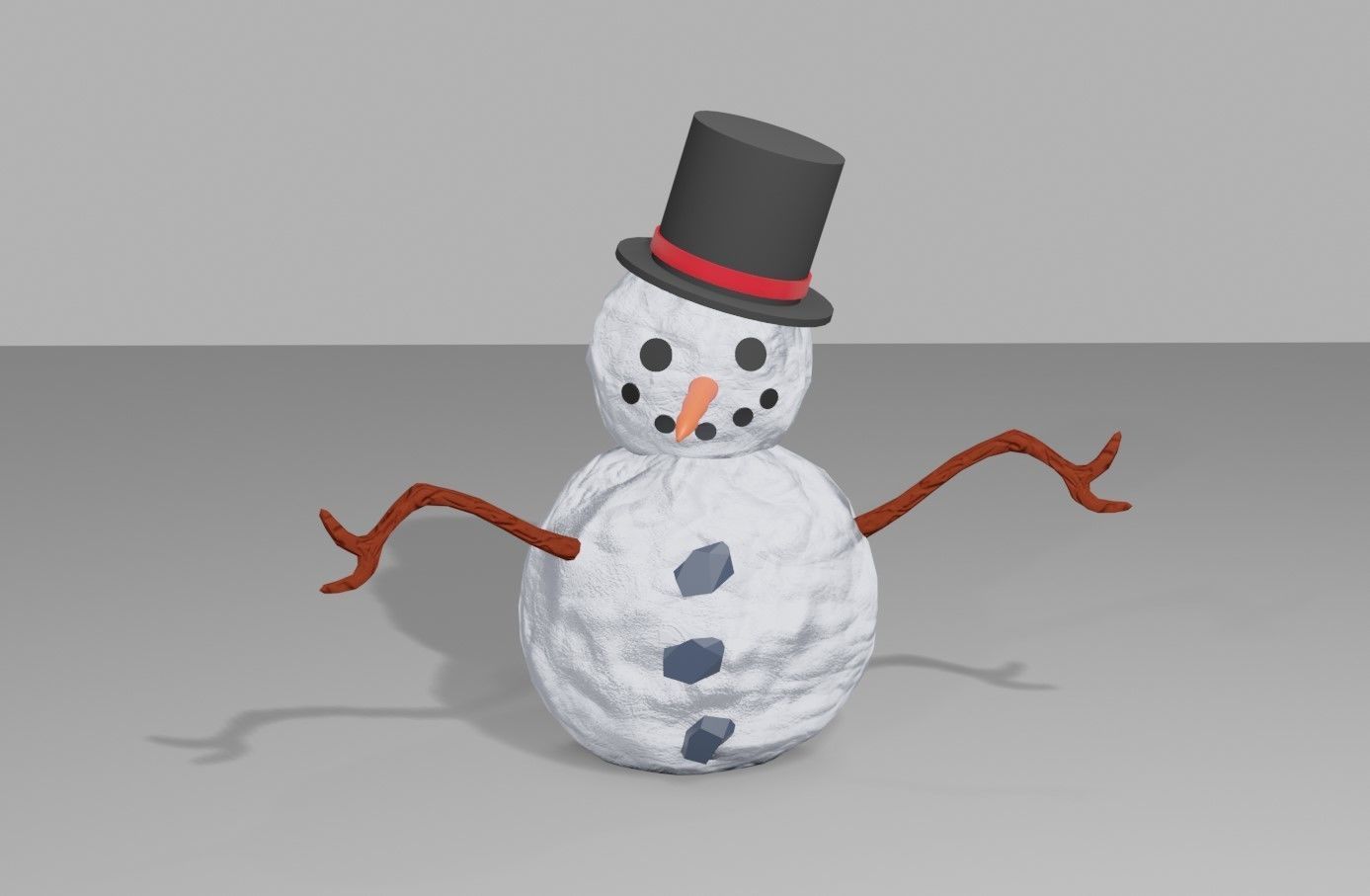 Snowman High Poly - Boneco de Neve Low-poly 3D model_8