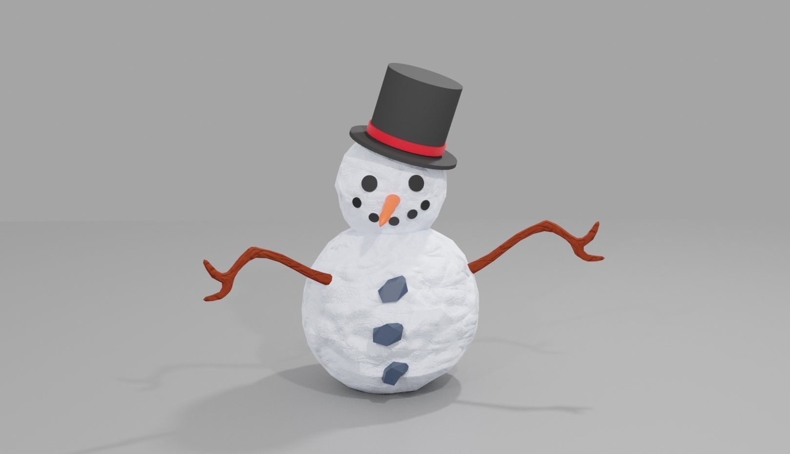 Snowman High Poly - Boneco de Neve Low-poly 3D model_2