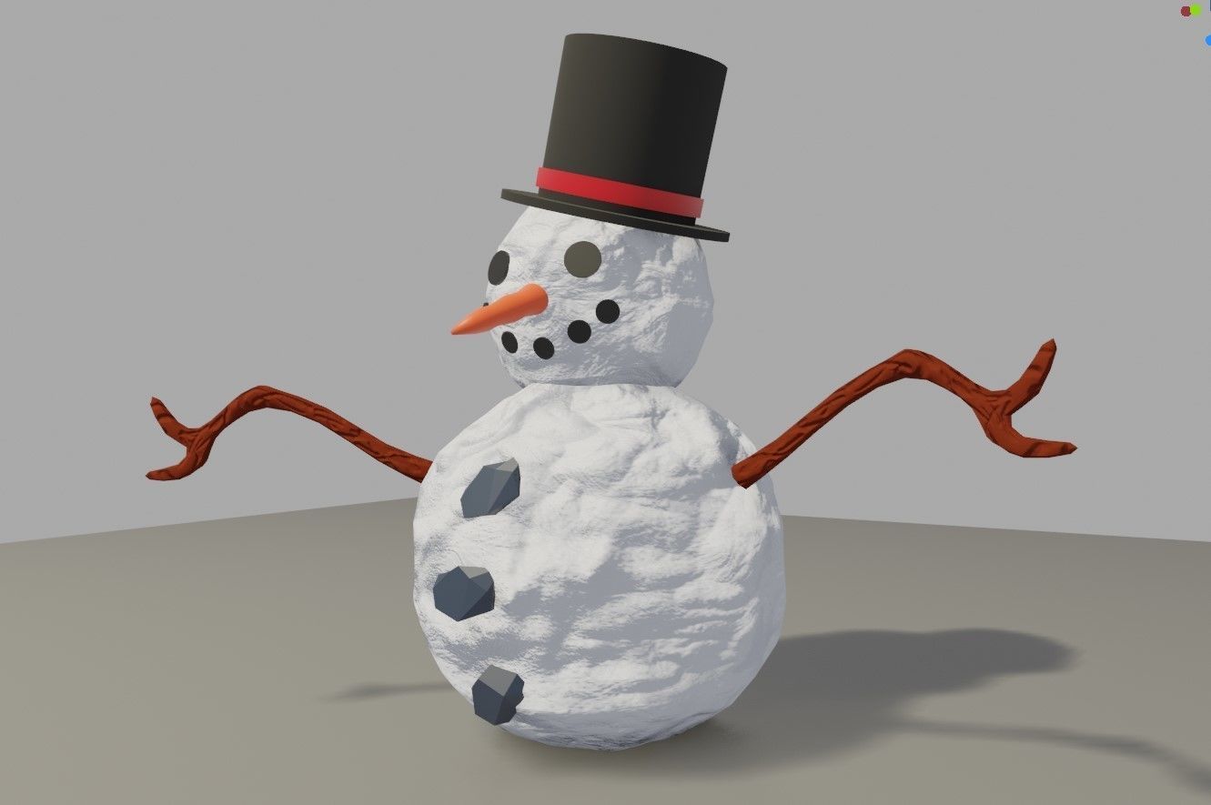 Snowman High Poly - Boneco de Neve Low-poly 3D model_7