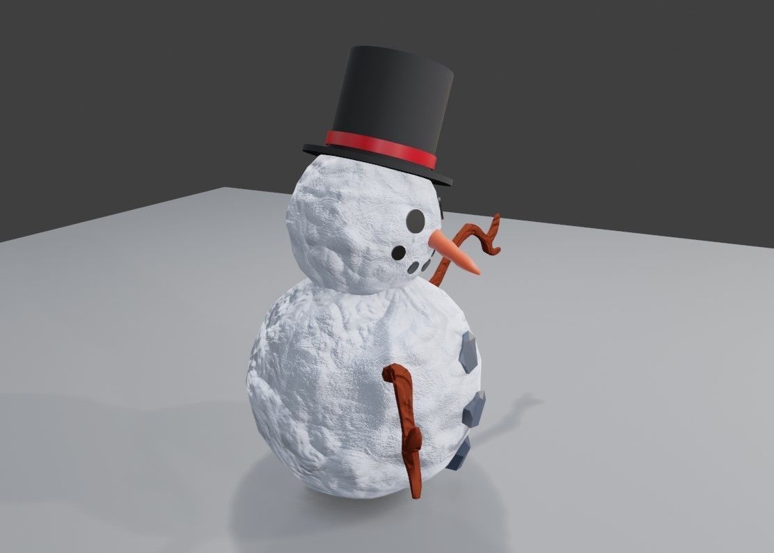 Snowman High Poly - Boneco de Neve Low-poly 3D model_4