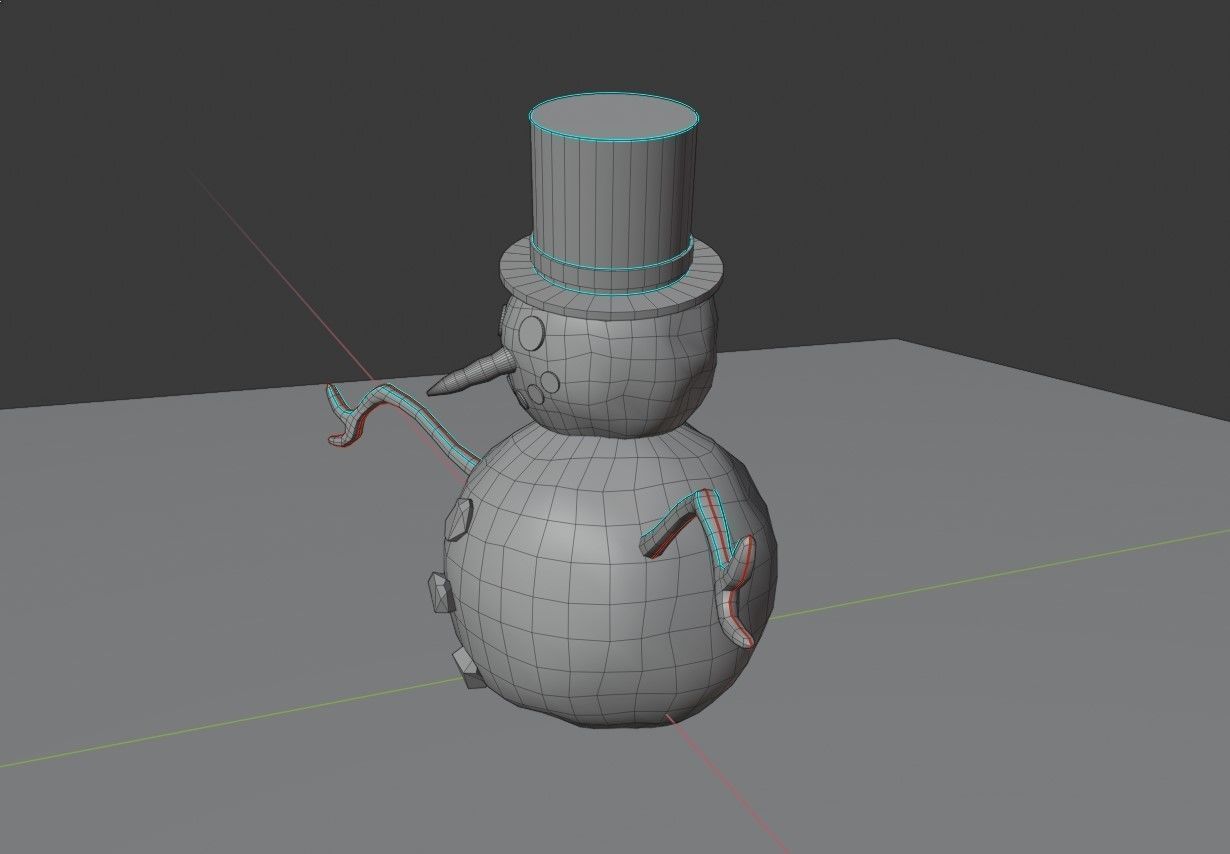 Snowman High Poly - Boneco de Neve Low-poly 3D model_11