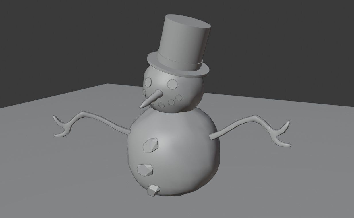 Snowman High Poly - Boneco de Neve Low-poly 3D model_9