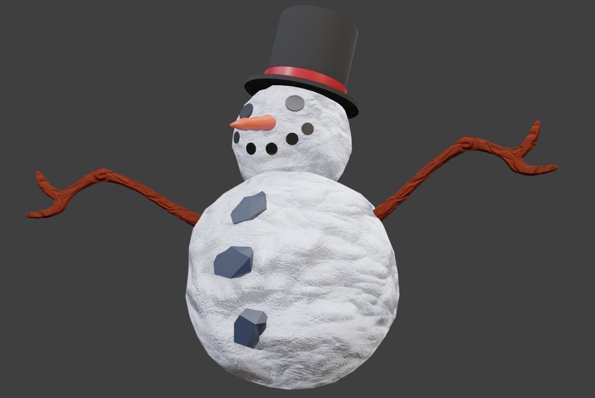 Snowman High Poly - Boneco de Neve Low-poly 3D model_3