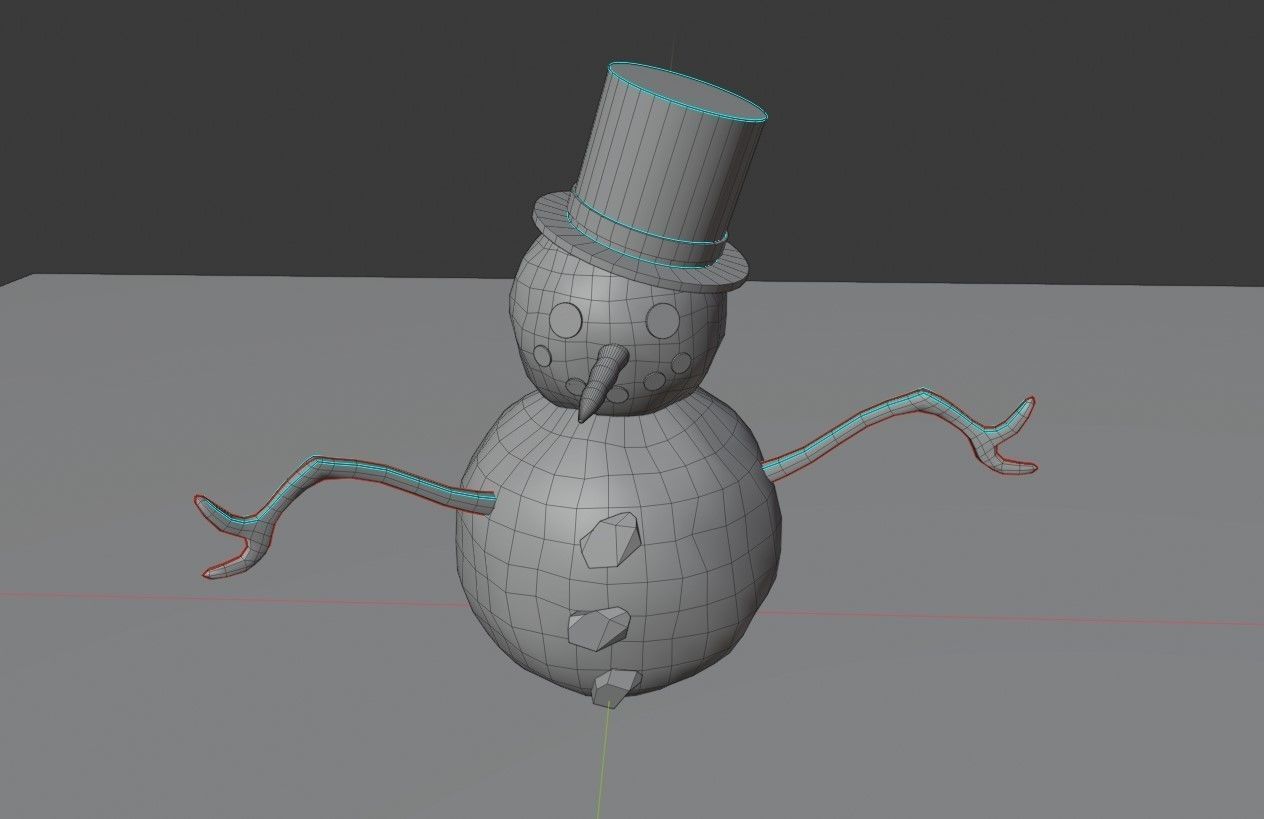 Snowman High Poly - Boneco de Neve Low-poly 3D model_10