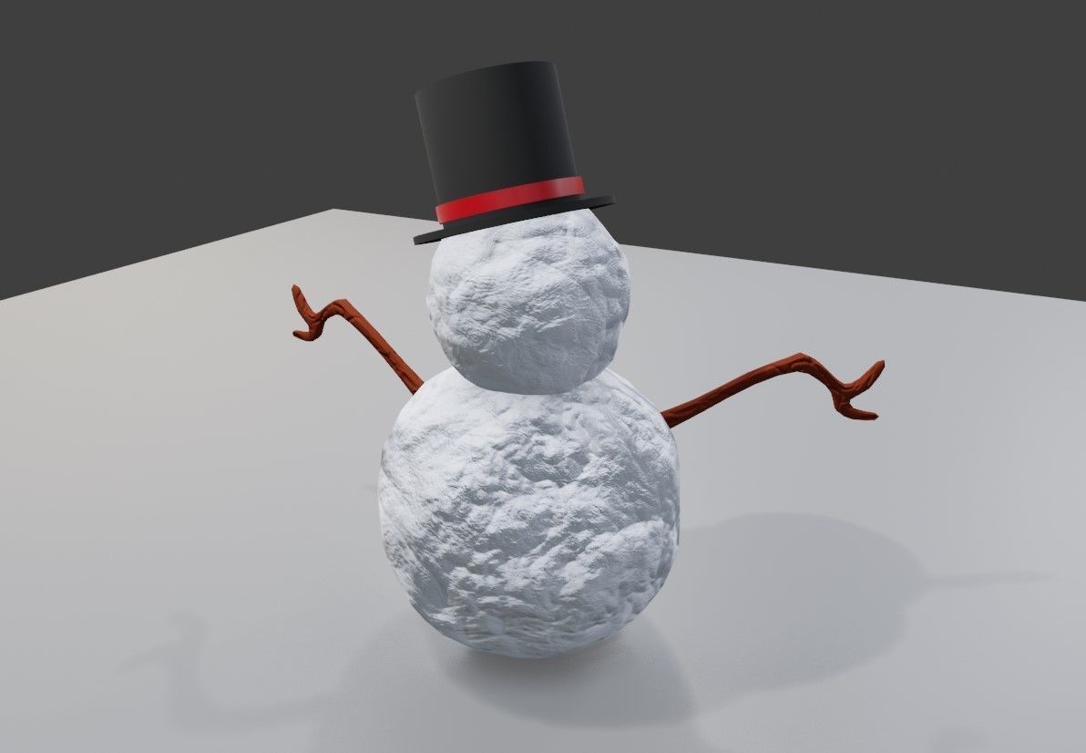 Snowman High Poly - Boneco de Neve Low-poly 3D model_5
