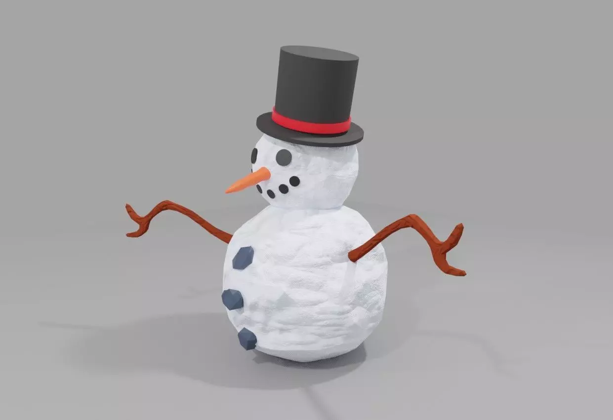 Snowman High Poly - Boneco de Neve Low-poly 3D model_0