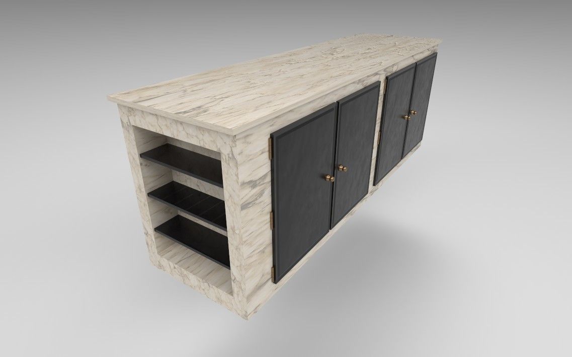 Marble Counter Island  Low-poly 3D model_2