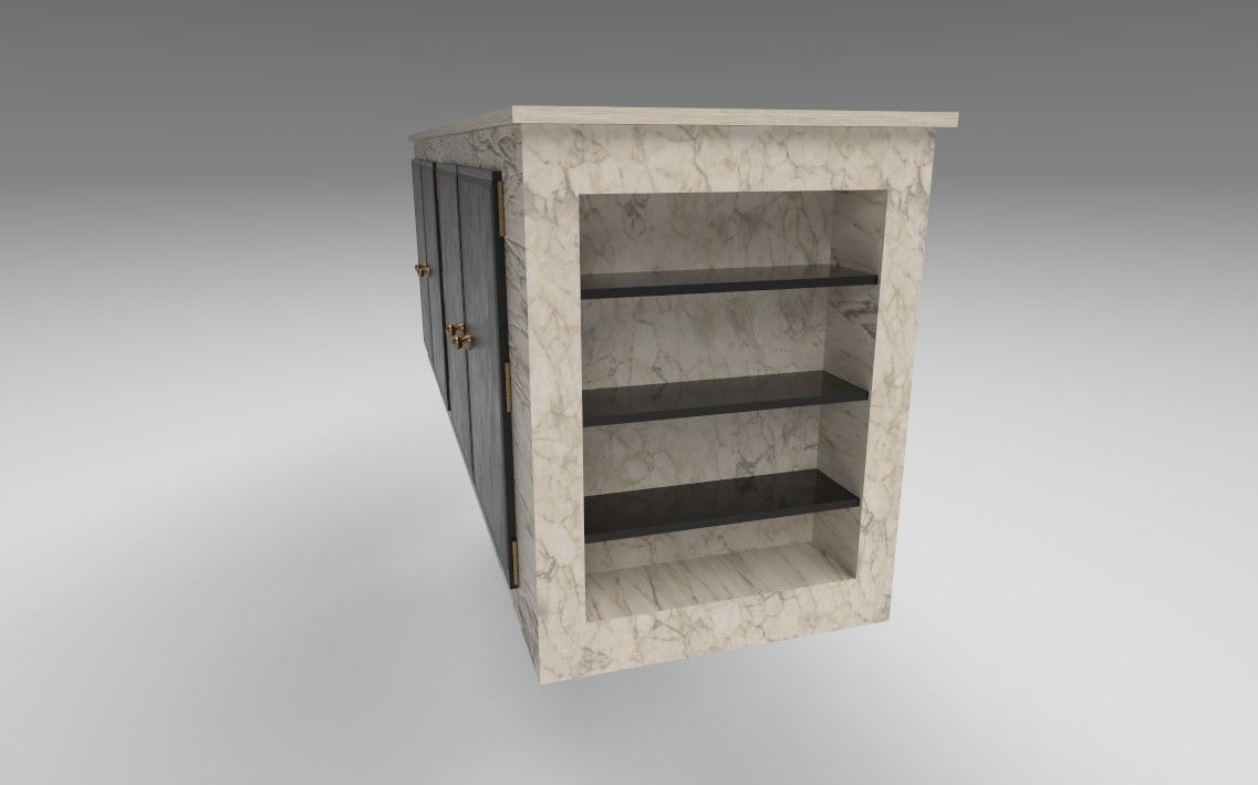 Marble Counter Island  Low-poly 3D model_1