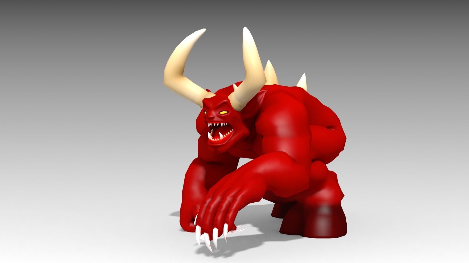 Horned Demon Low-poly 3D model_2