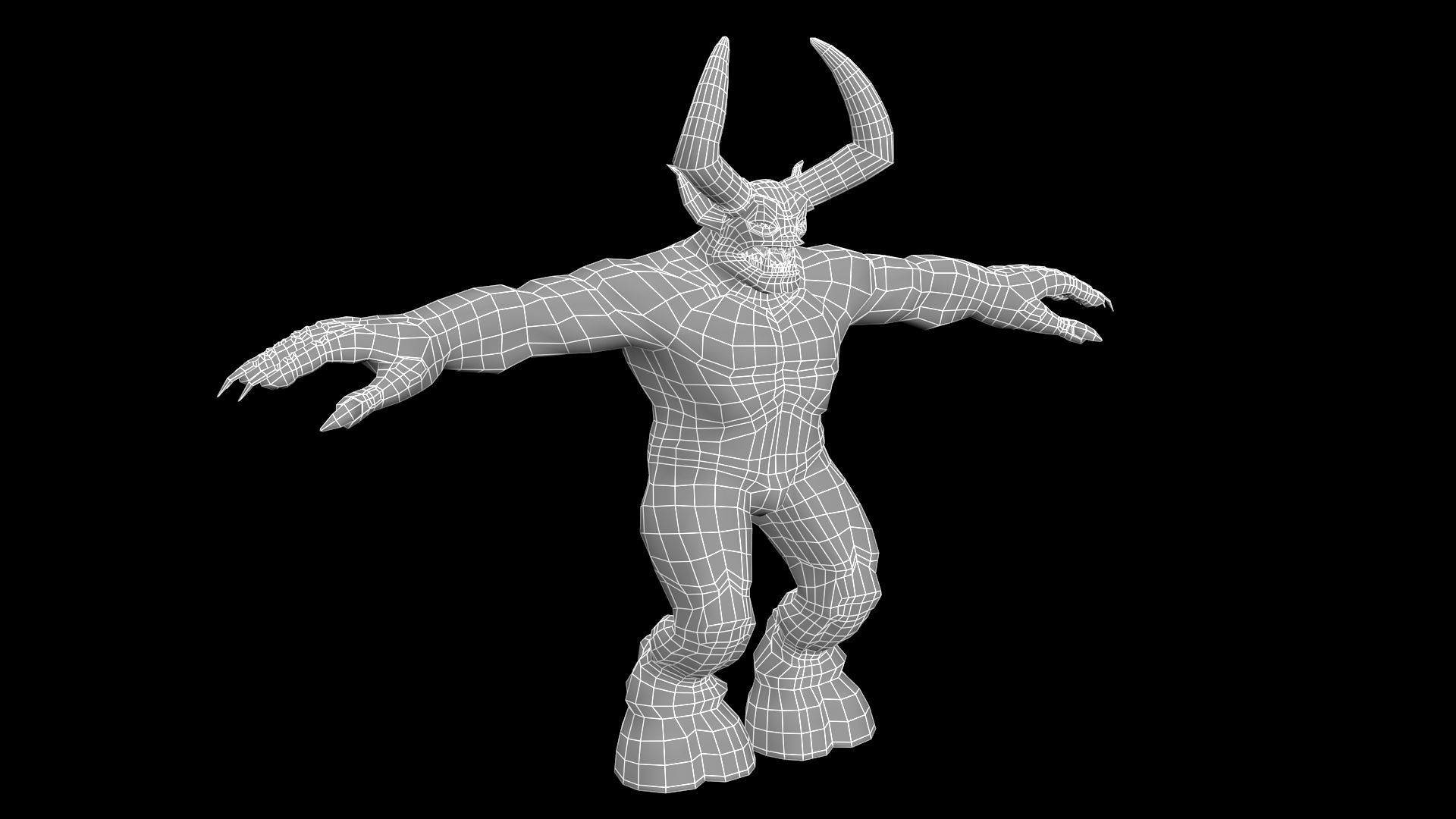 Horned Demon Low-poly 3D model_7