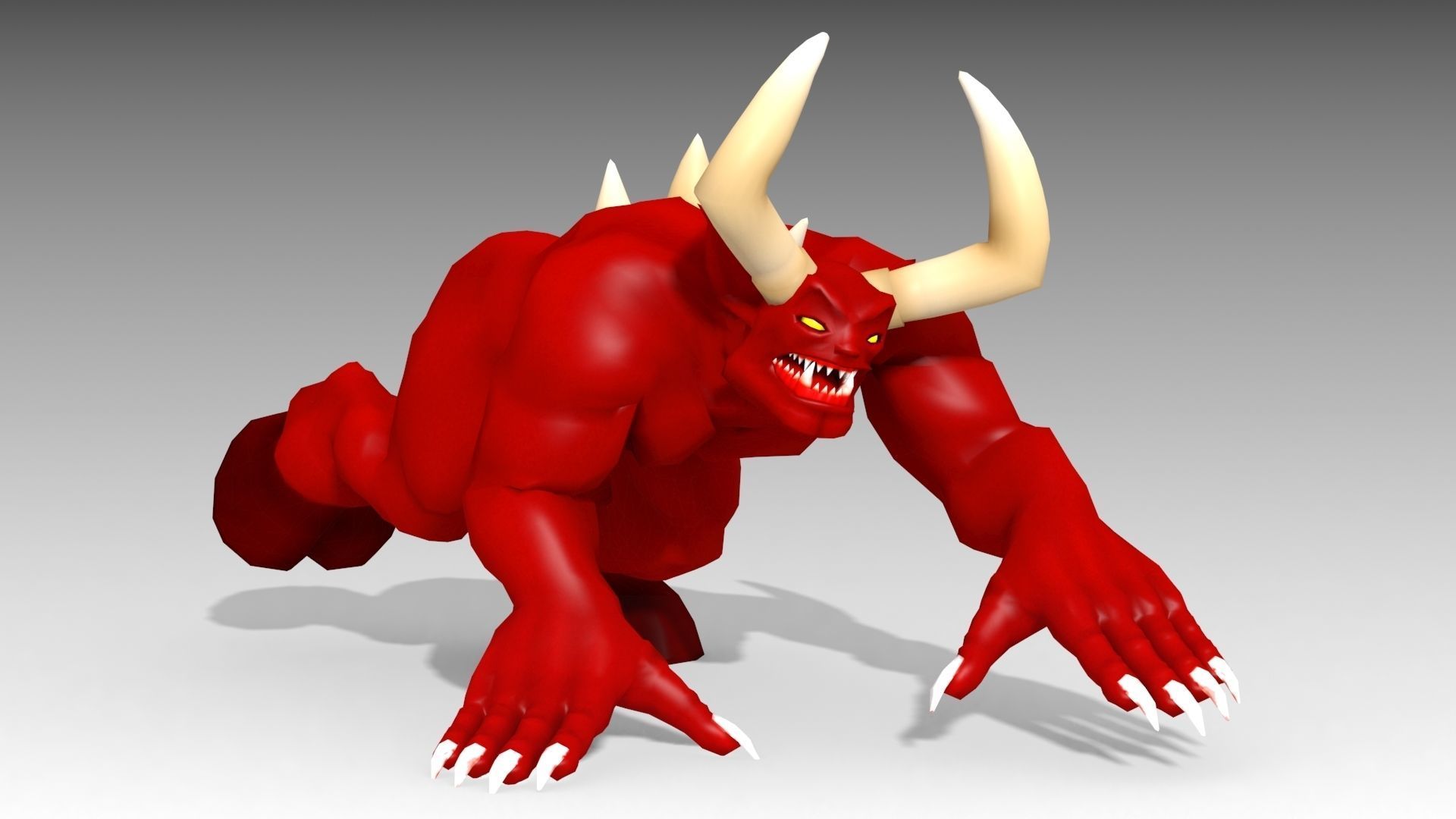 Horned Demon Low-poly 3D model_6