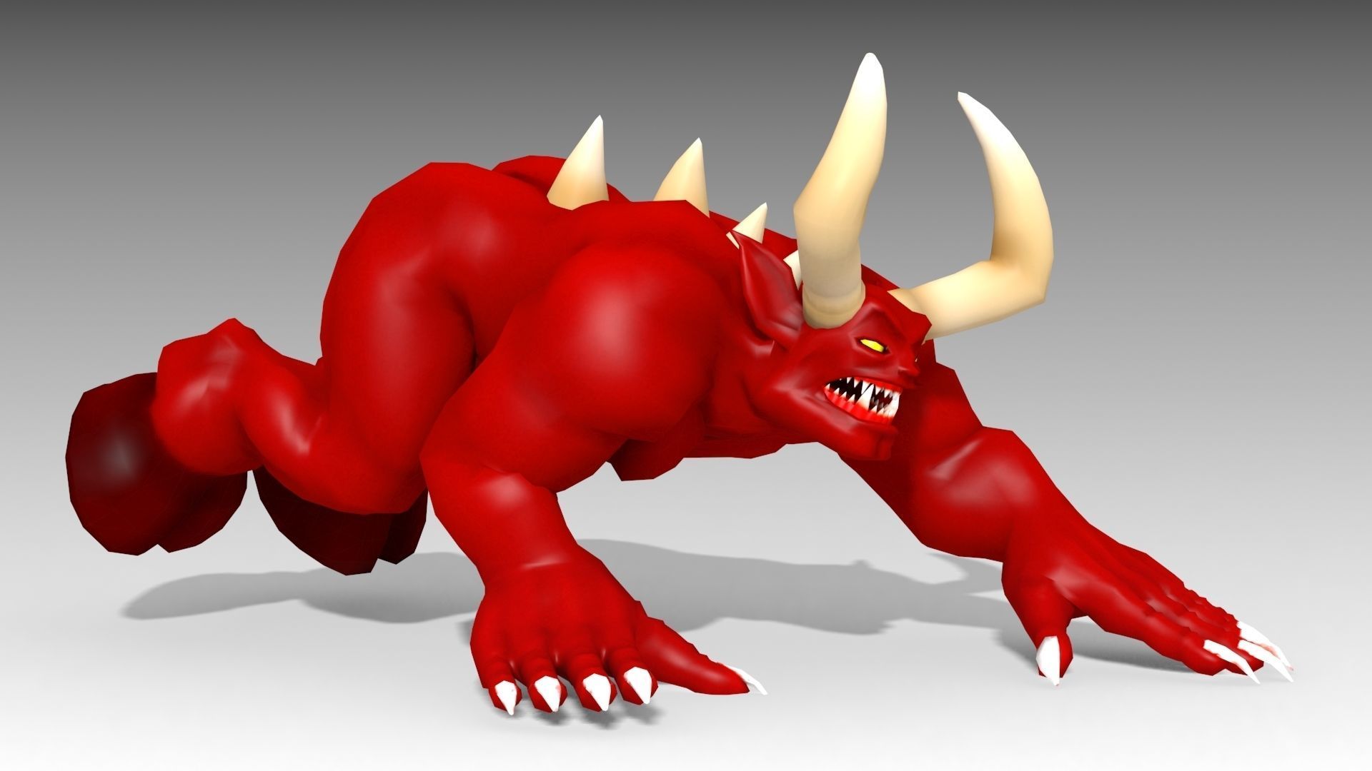 Horned Demon Low-poly 3D model_5
