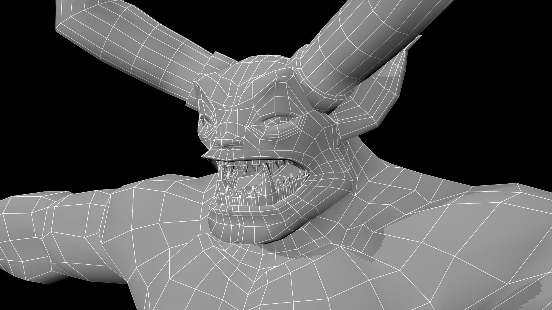 Horned Demon Low-poly 3D model_9