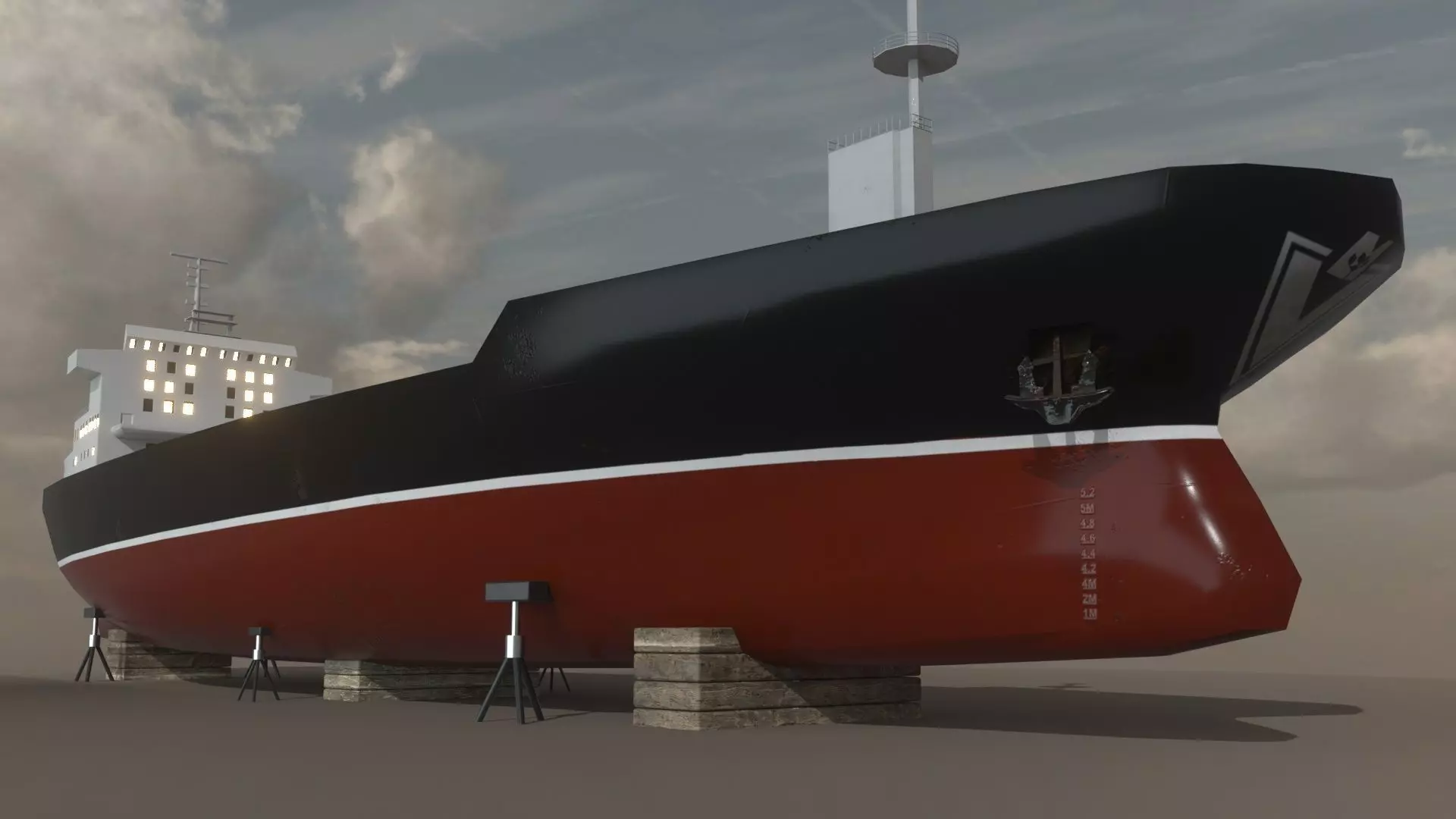 Cargo Ship  02 Low-poly 3D model_0