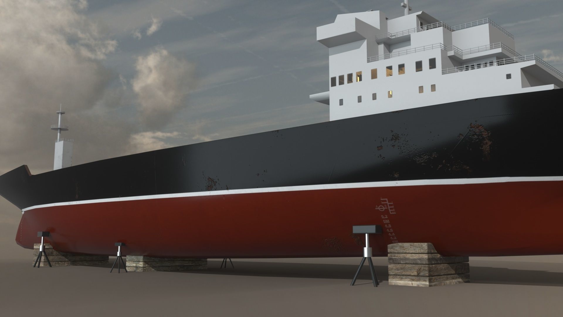 Cargo Ship  02 Low-poly 3D model_4