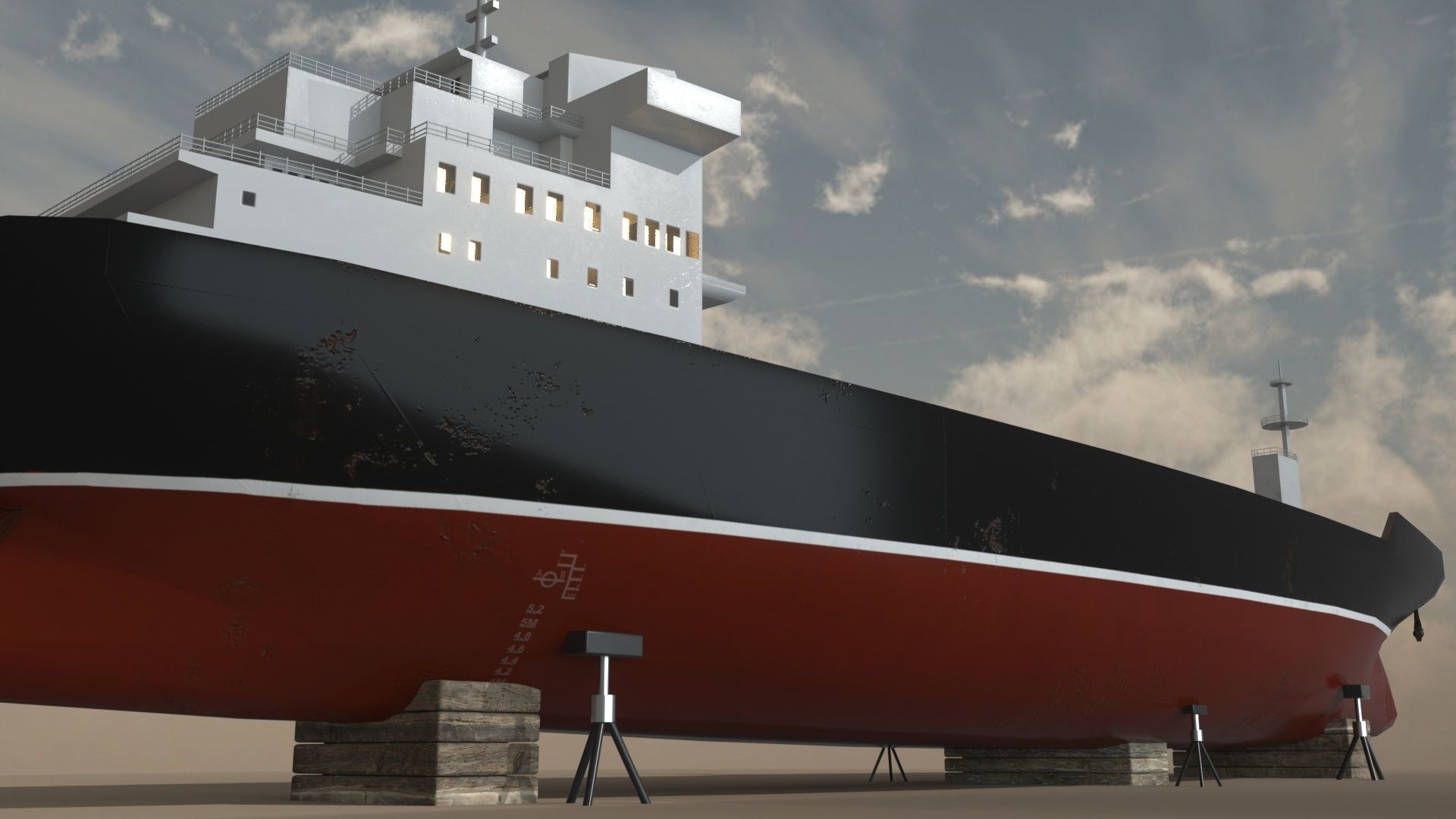 Cargo Ship  02 Low-poly 3D model_2