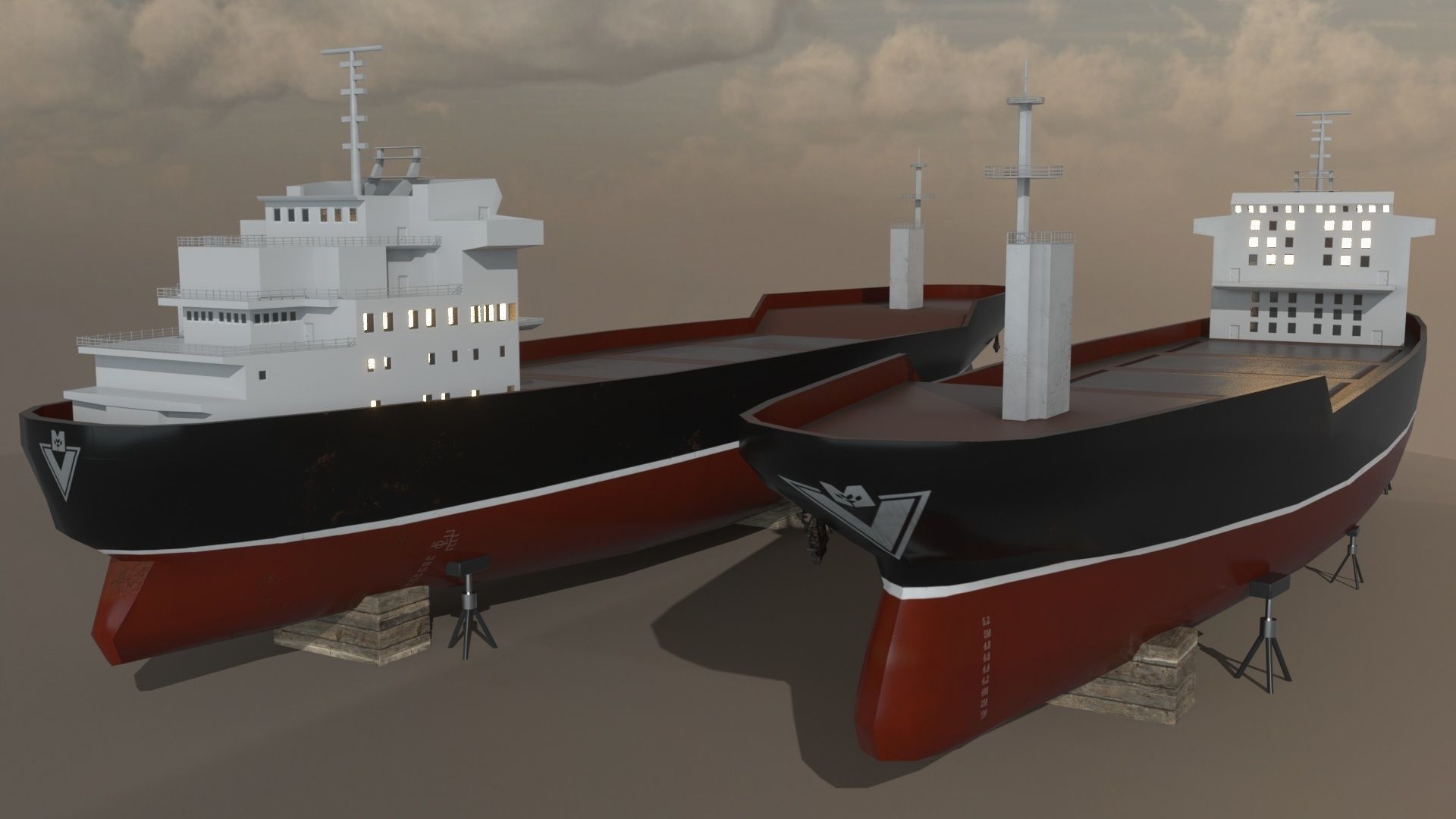 Cargo Ship  02 Low-poly 3D model_8