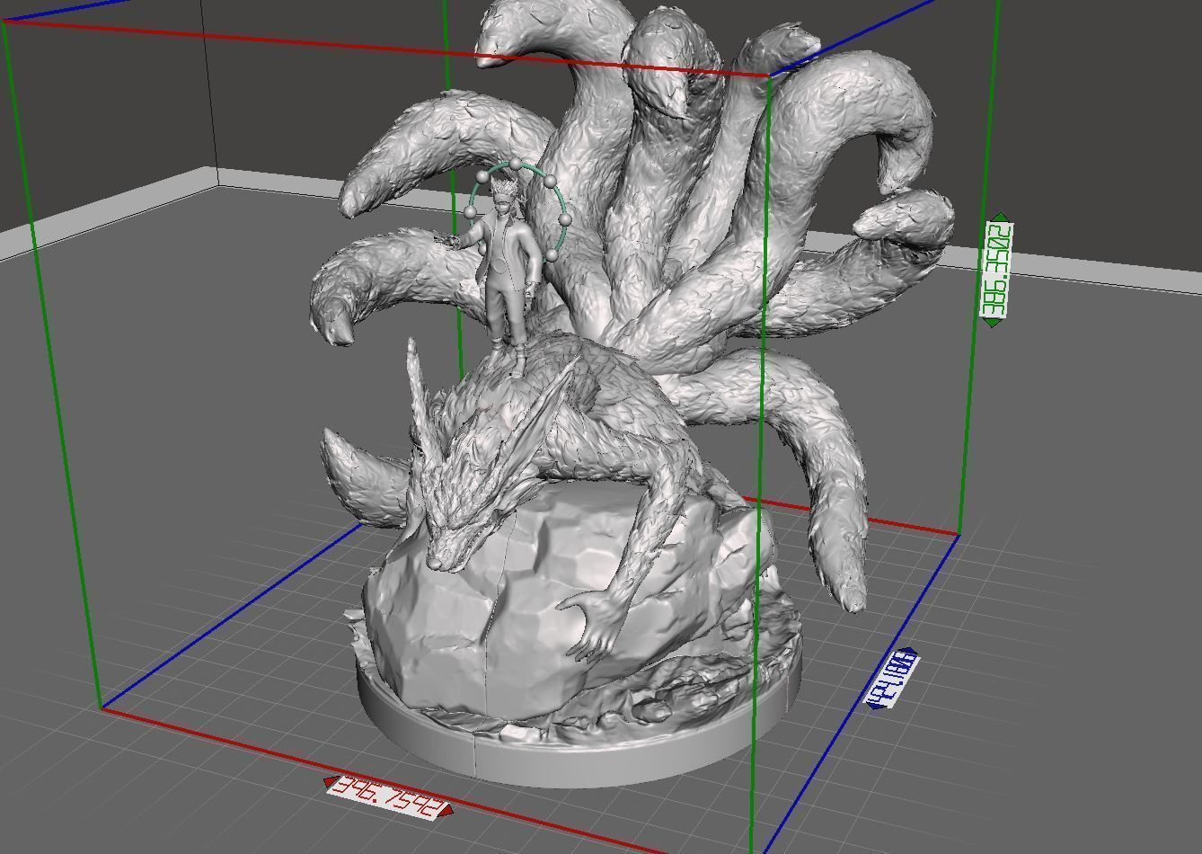 naruto and kurama - nine tailed fox - naruto 3d print statue 3D print model_12