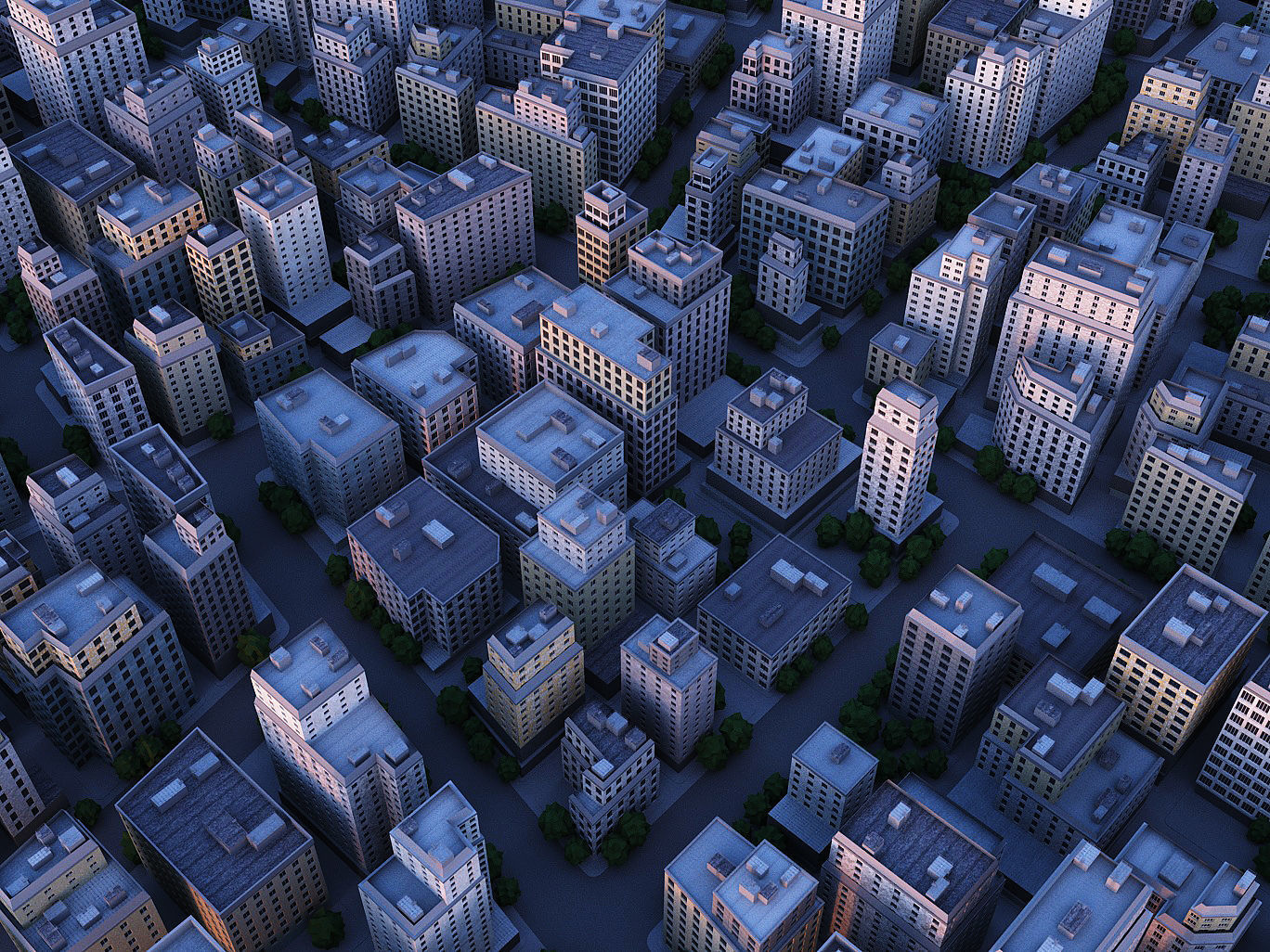 City district Low-poly 3D model_7