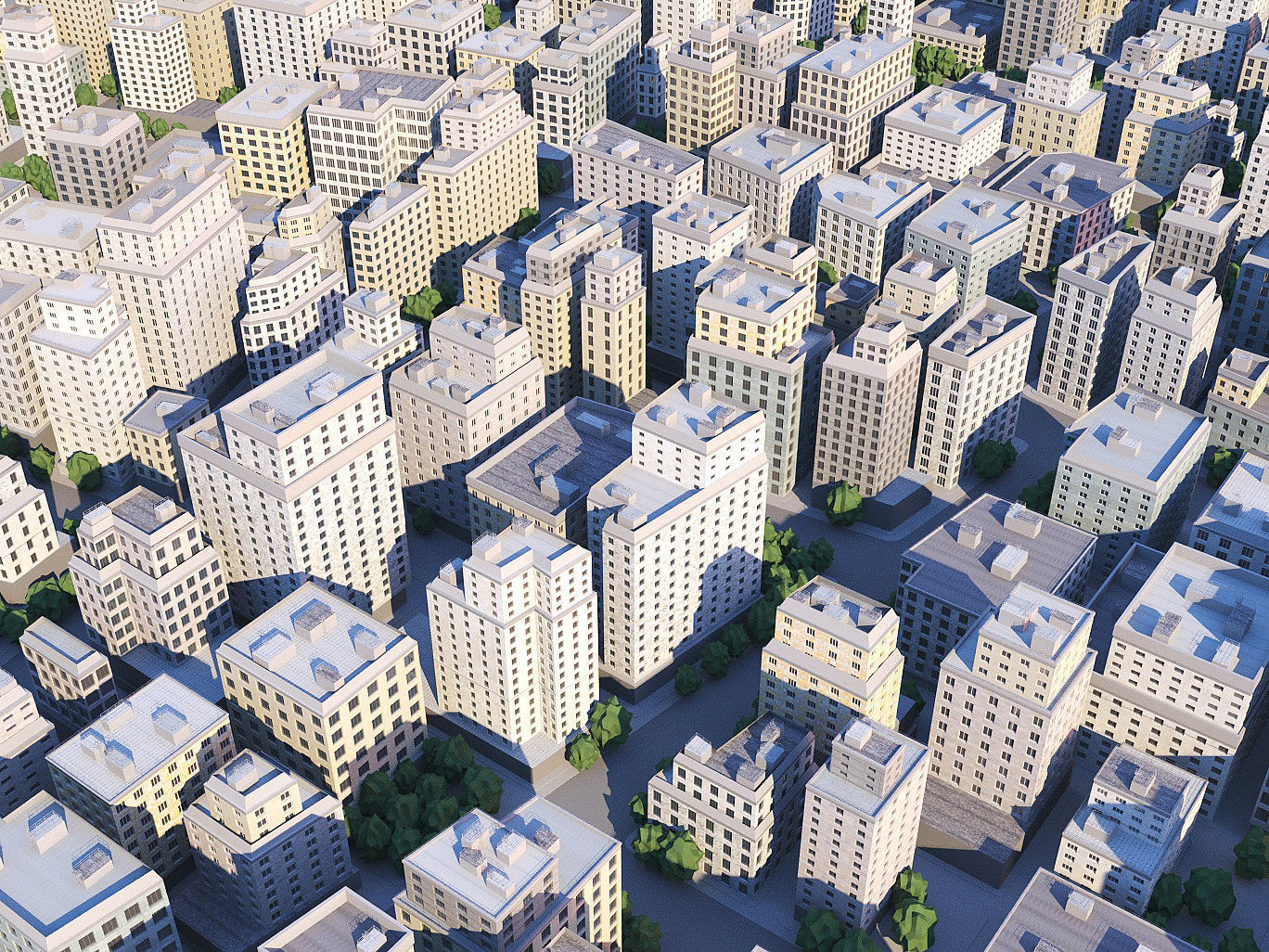 City district Low-poly 3D model_2