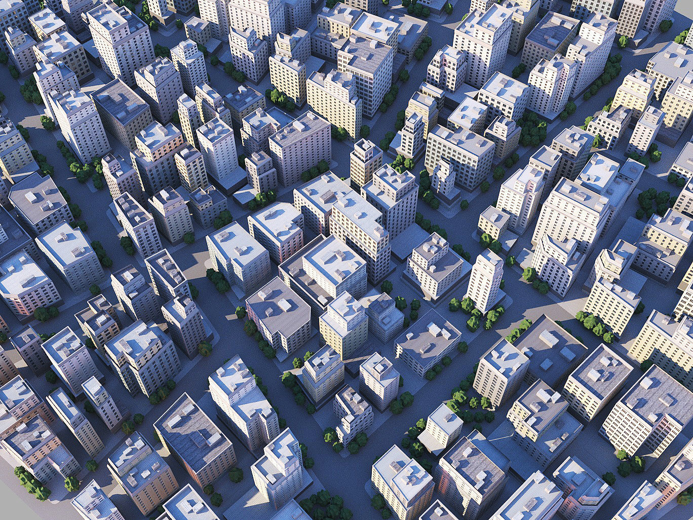 City district Low-poly 3D model_4