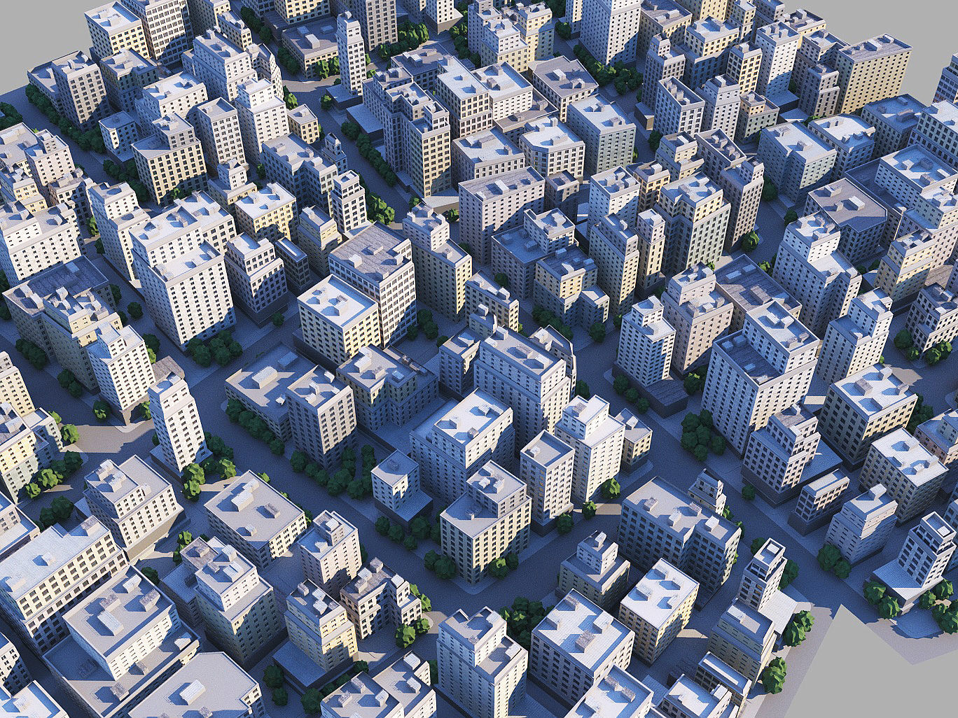 City district Low-poly 3D model_3