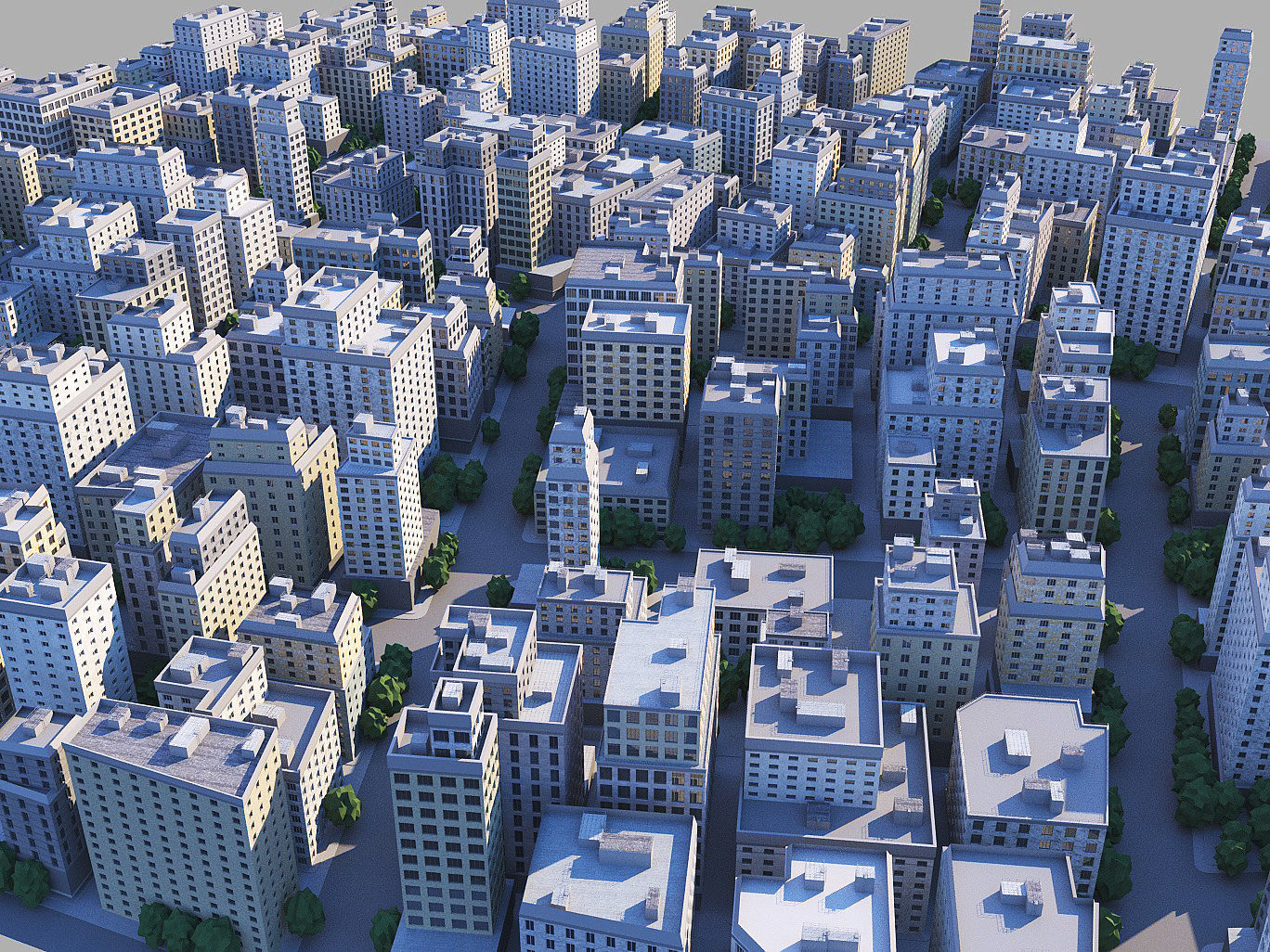 City district Low-poly 3D model_1