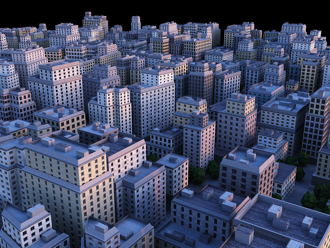 City district Low-poly 3D model_9