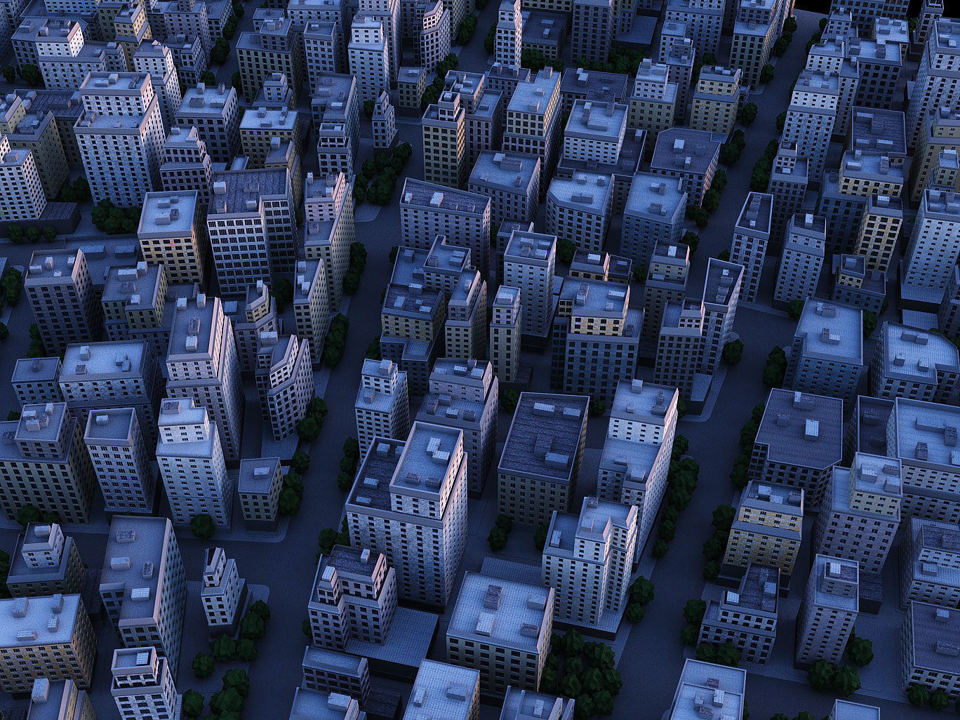 City district Low-poly 3D model_6