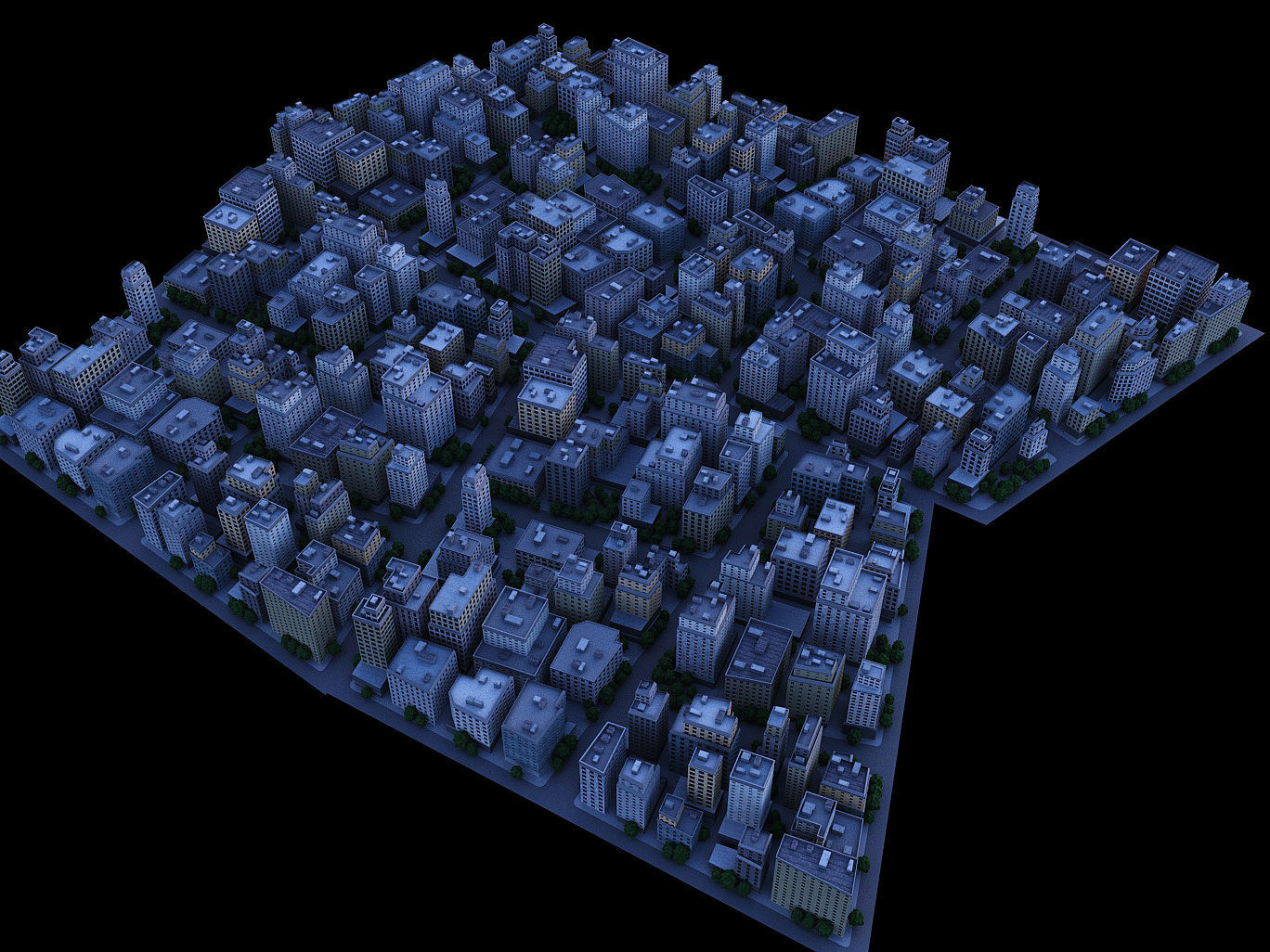 City district Low-poly 3D model_8