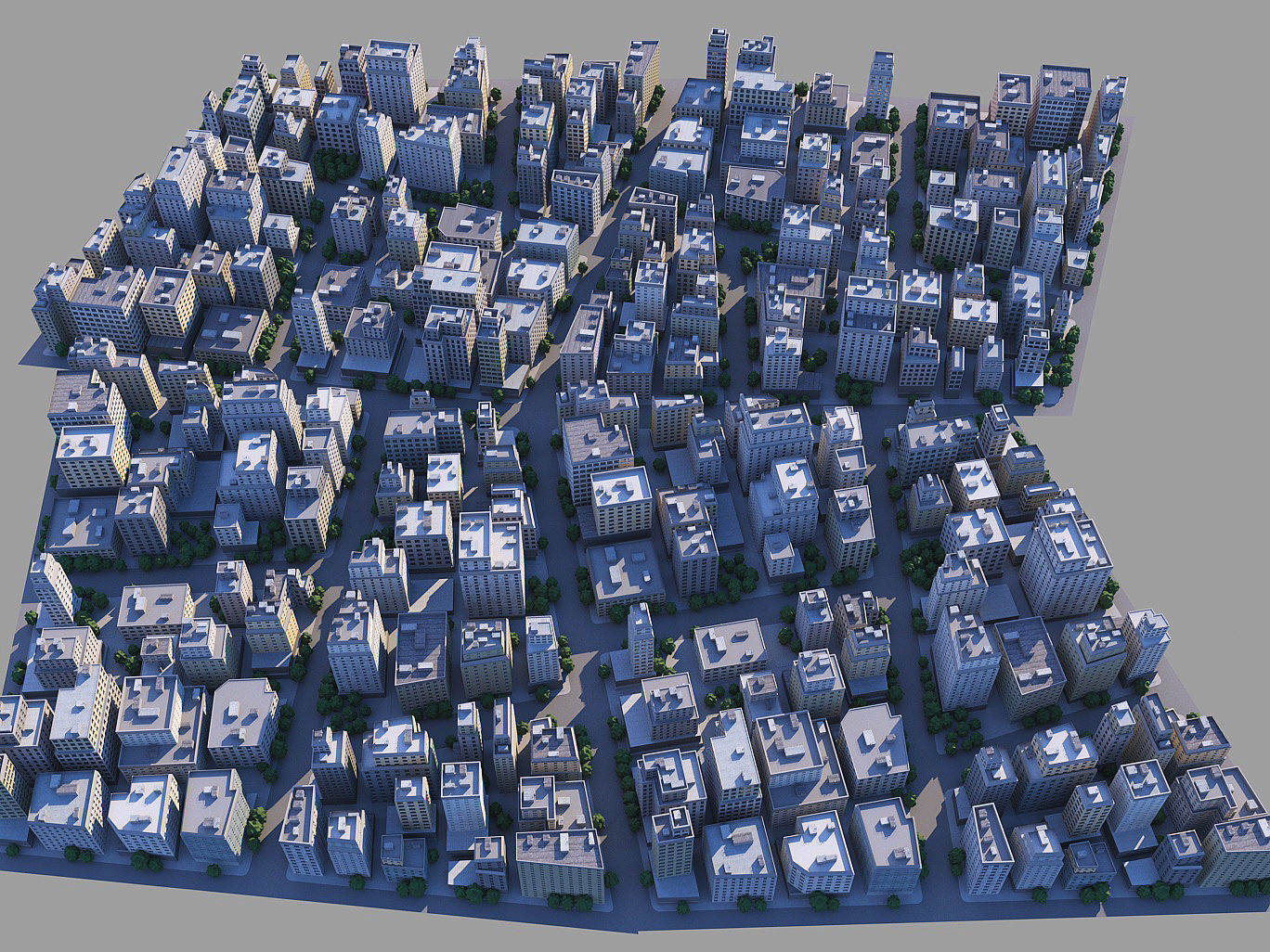 City district Low-poly 3D model_5