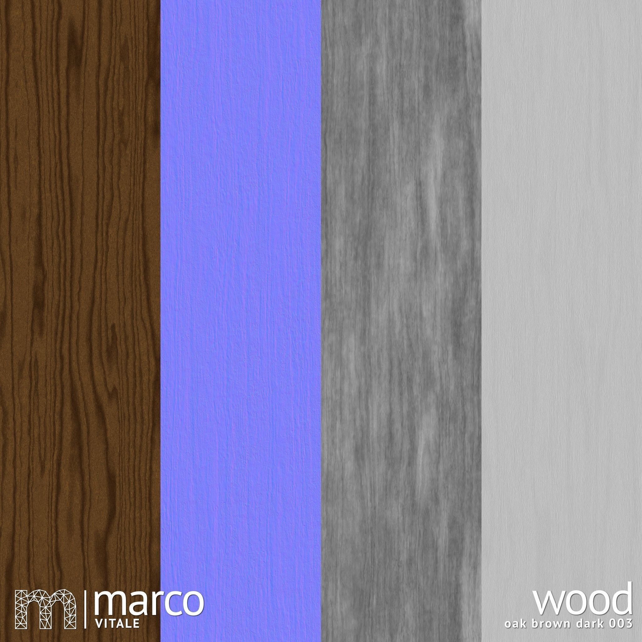 Seamless PBR Wood - Oak Brown Dark 003 Texture_5