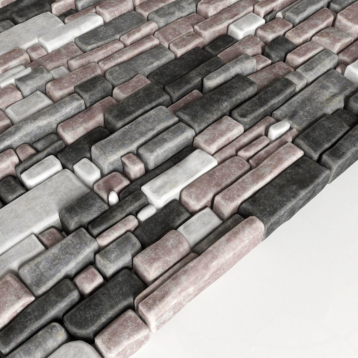 Paving brick smooth 3D model_4