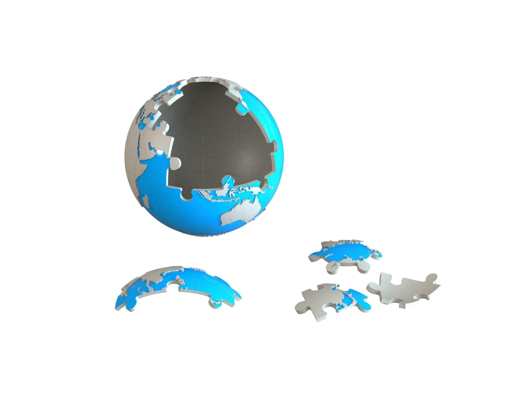 Earth puzzle 3D print model_7