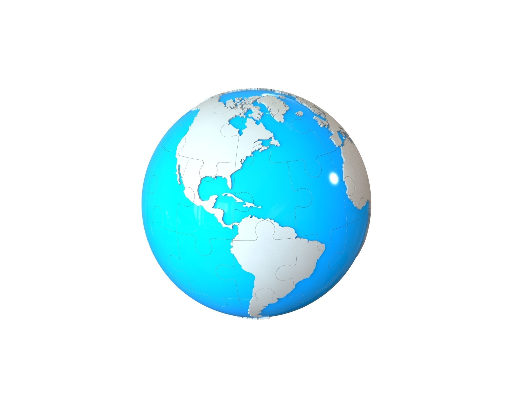 Earth puzzle 3D print model_3