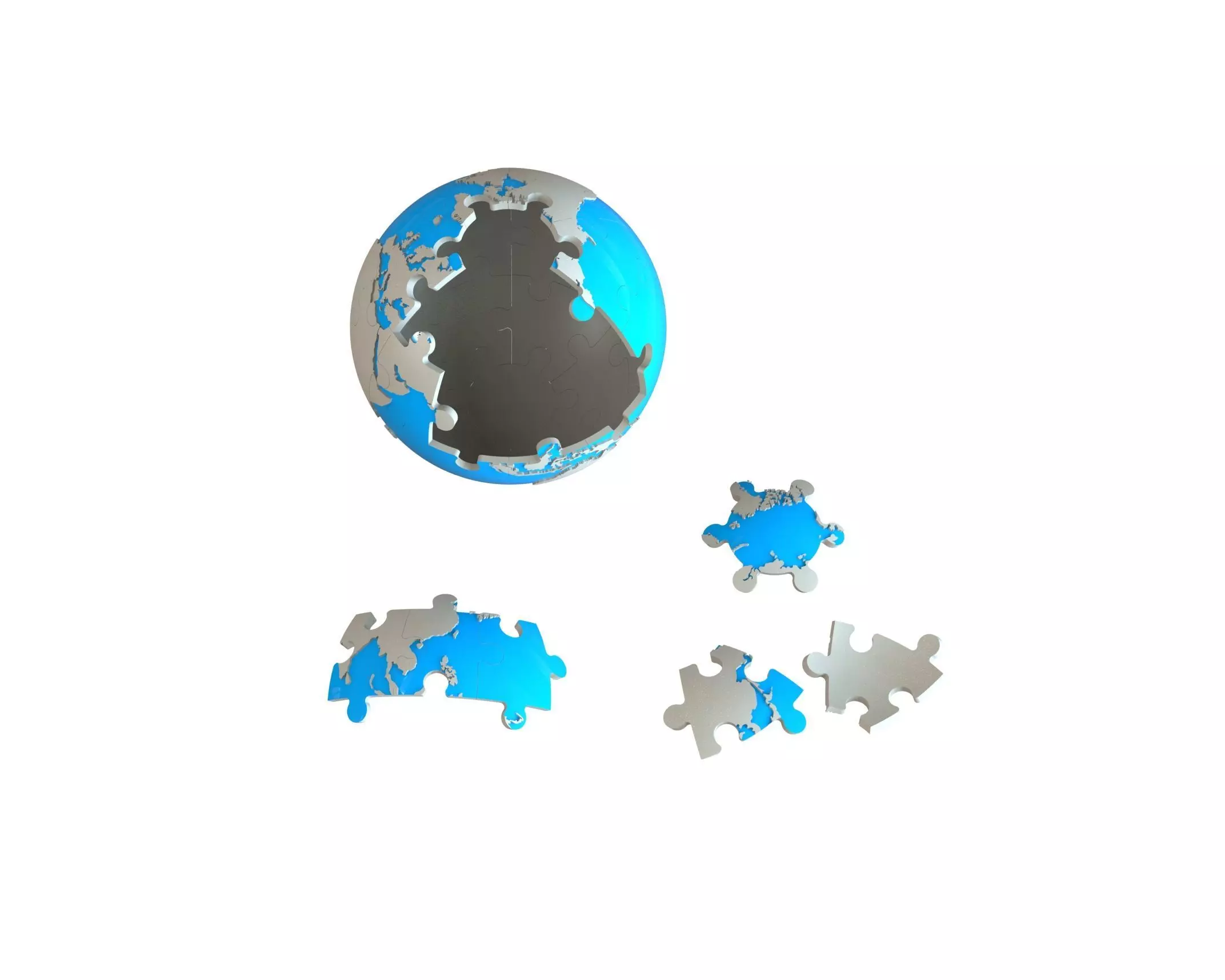 Earth puzzle 3D print model_0