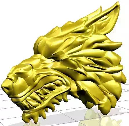 3D Wolf golden head