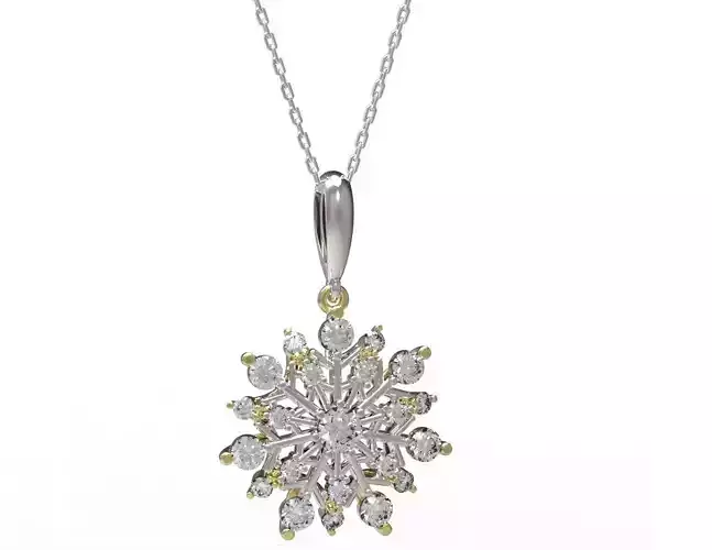 Pendant snowflake gold with diamonds