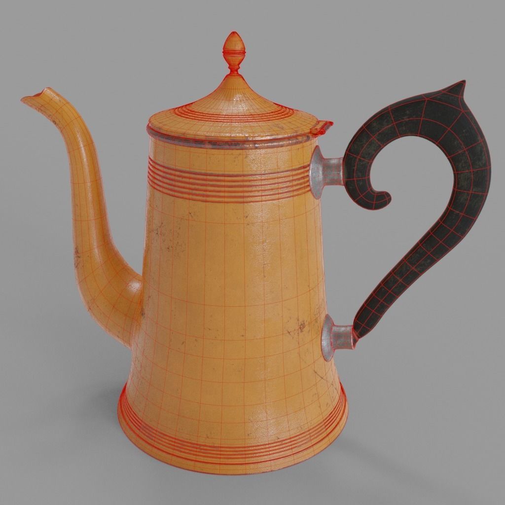 Vintage Coffee Pot 001 3D model_4